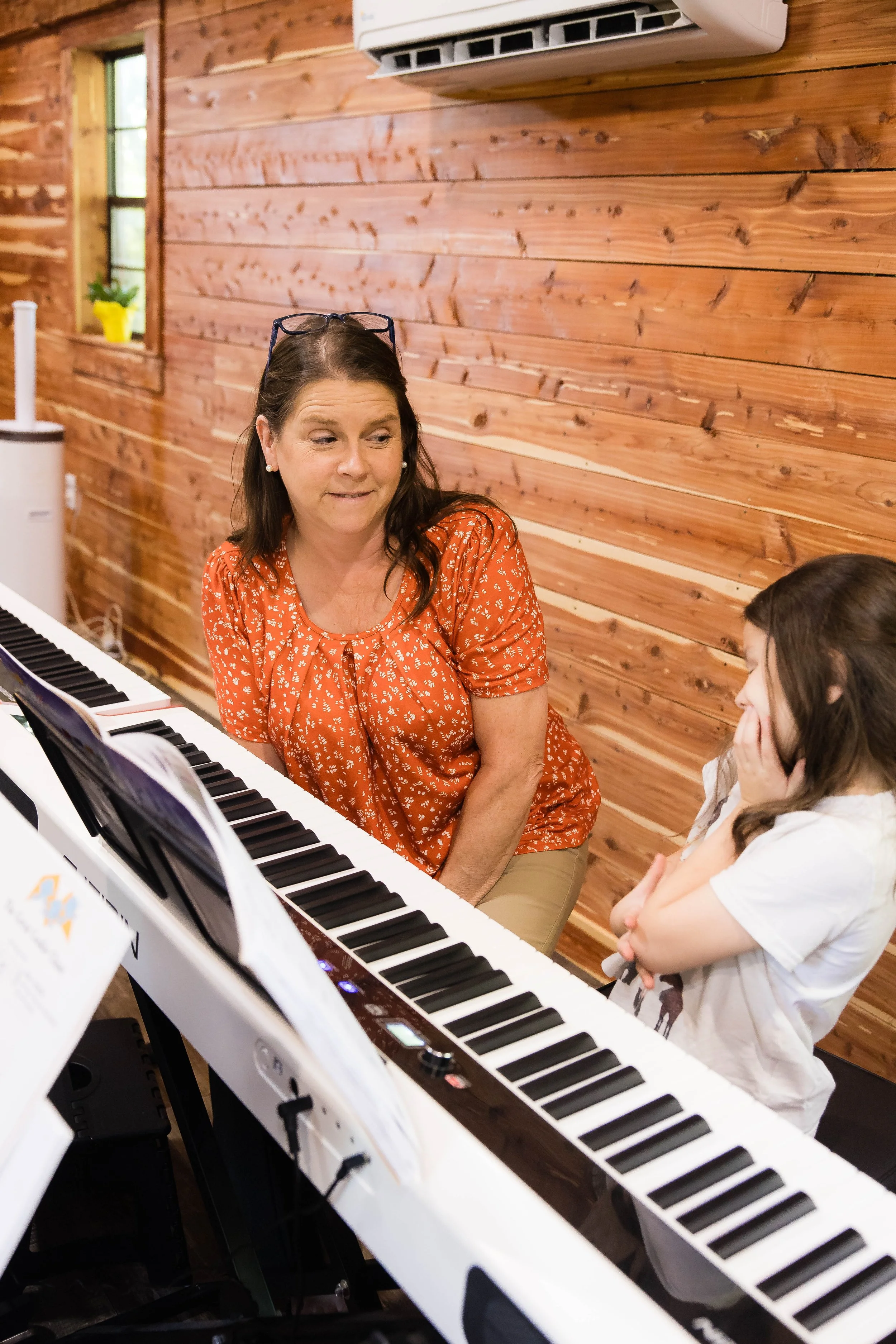Surprised piano student