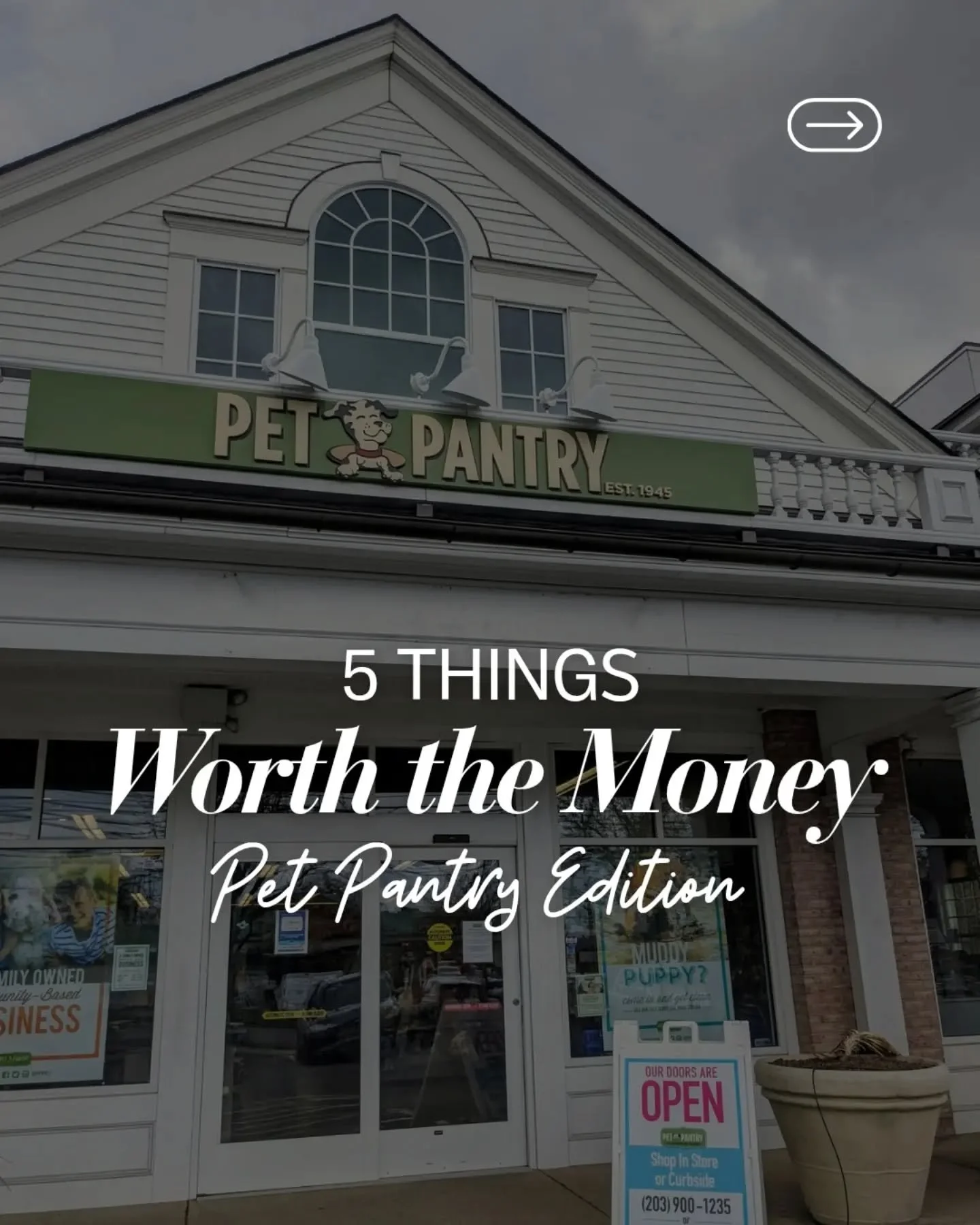 "5 Things Worth the Money" Pet Pantry Warehouse Edition 🐾

Our list... 

A cozy pet bed and plush toy. 

Quality leash, collar and ID tag. 

Human grade pet food. 

Health products: toothbrush &amp; toothpaste. 

And, lastly -- quality tra