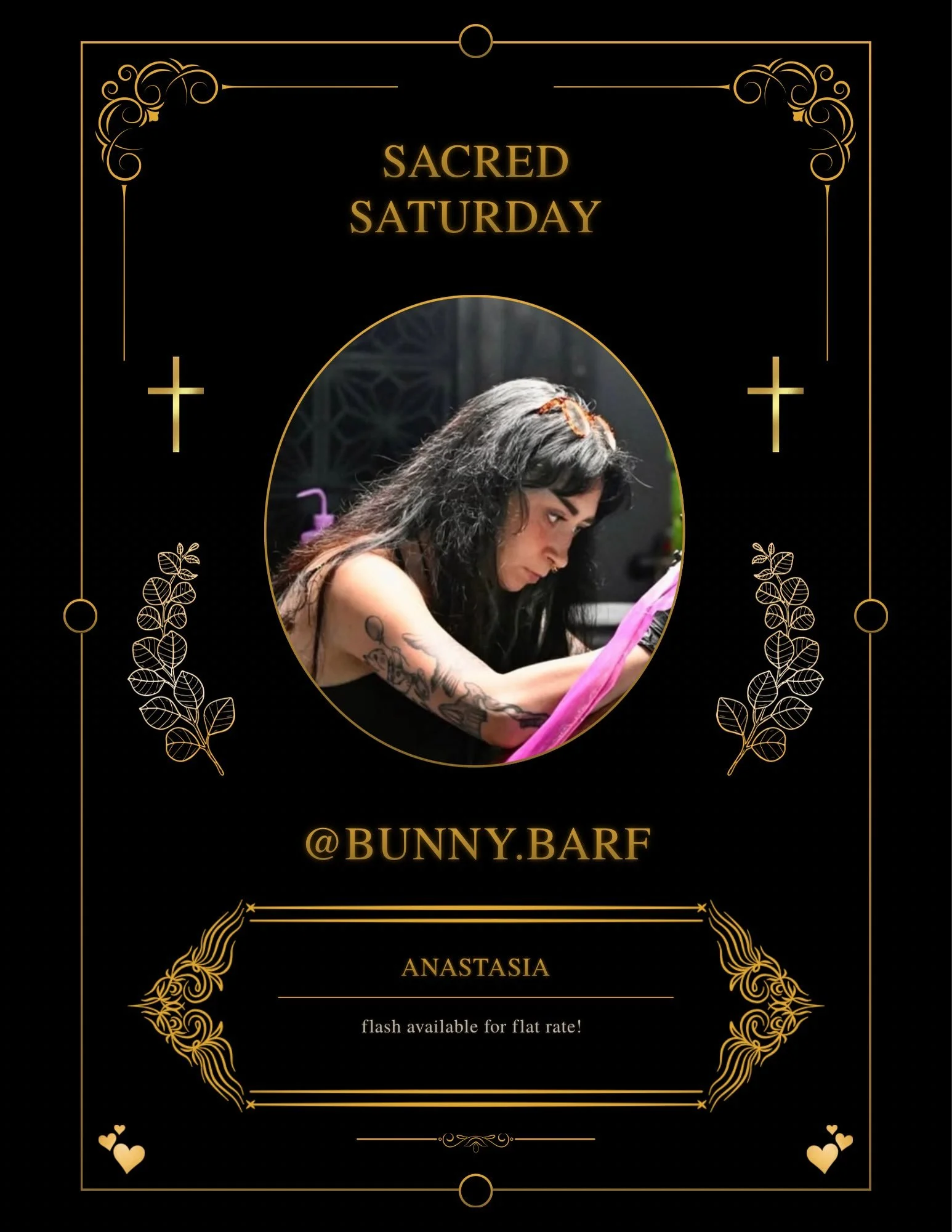 Sacred Saturday 
August 29th 
Here&rsquo;s what @bunny.barf has to offer! 
Dm her to book and keep an eye out as we post flash from all of the available artists for Saturday 🖤