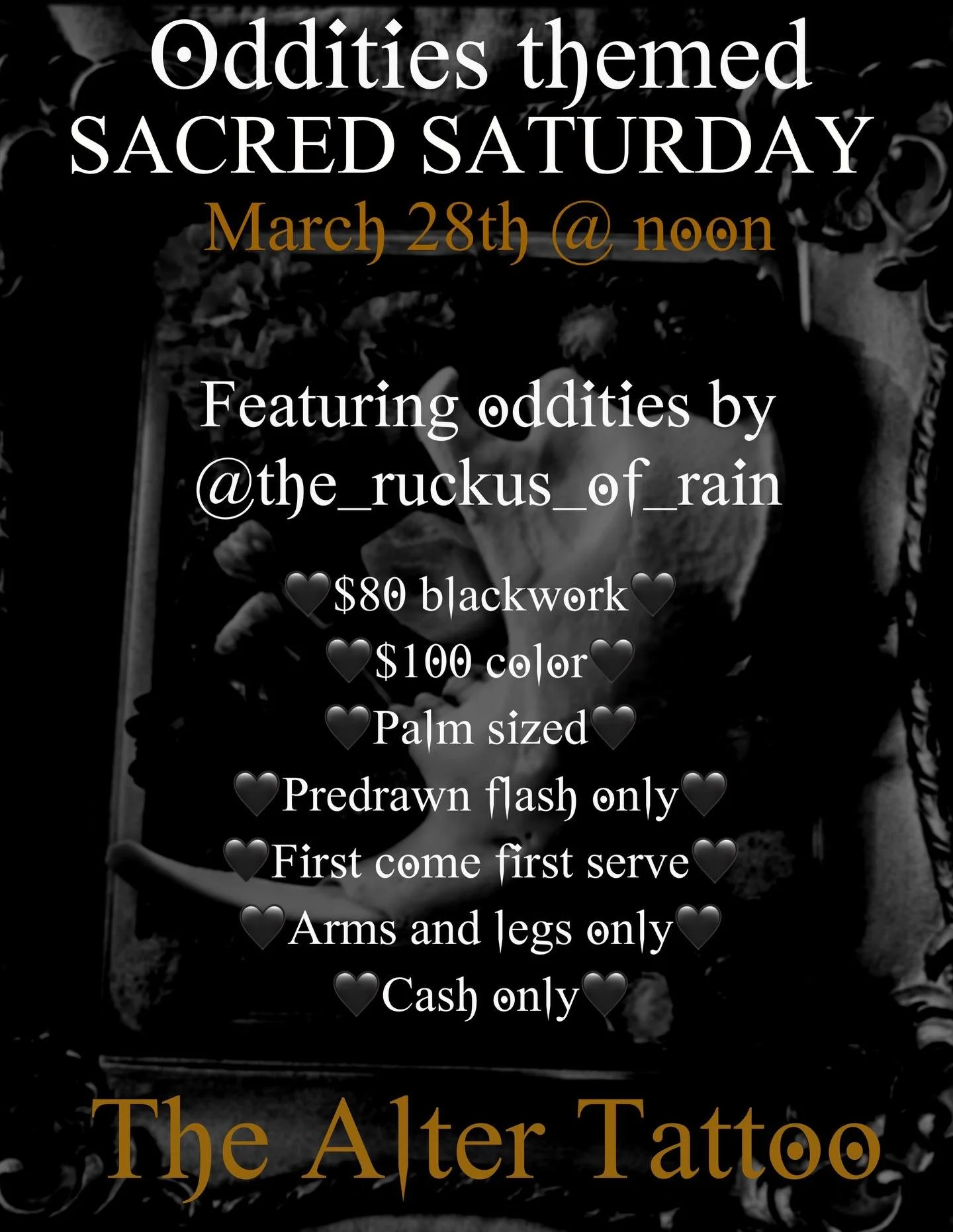 SACRED SATURDAY 🦋🔮
We&rsquo;re teaming up with @the_ruckus_of_rain 
For an ODDITIES themed event! 
See you there 🦄🪄🧚