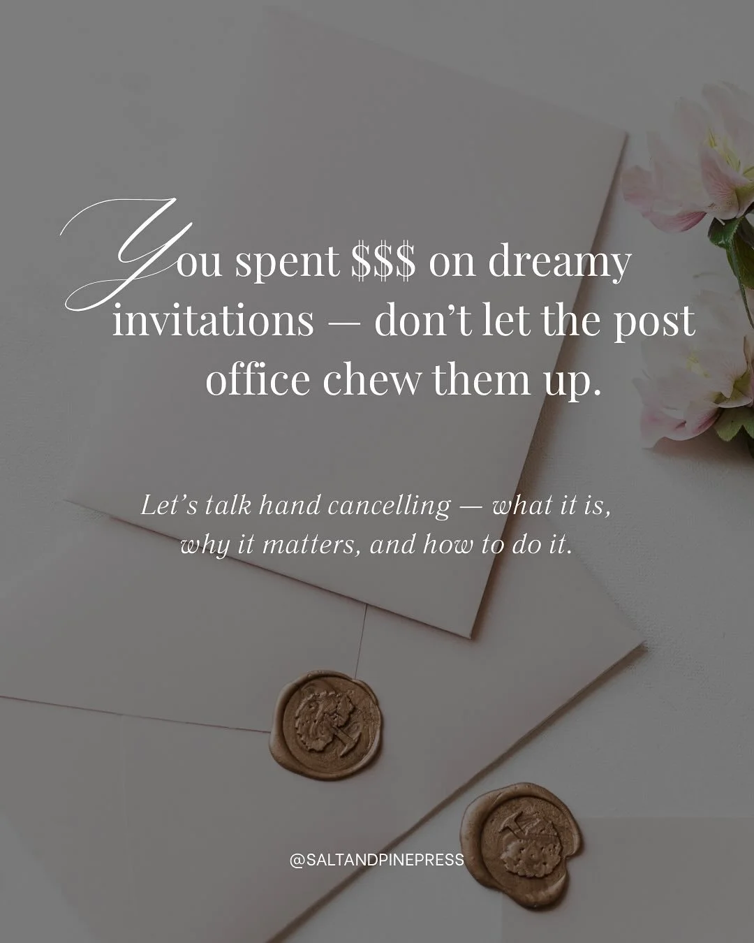 You&rsquo;ve picked the paper, sealed the wax, and pressed the foil &mdash; now don&rsquo;t let the sorting machines ruin it. ✨

 Hand cancelling is the easiest way to protect your invitations (and your sanity).

 If you&rsquo;re mailing custom suite