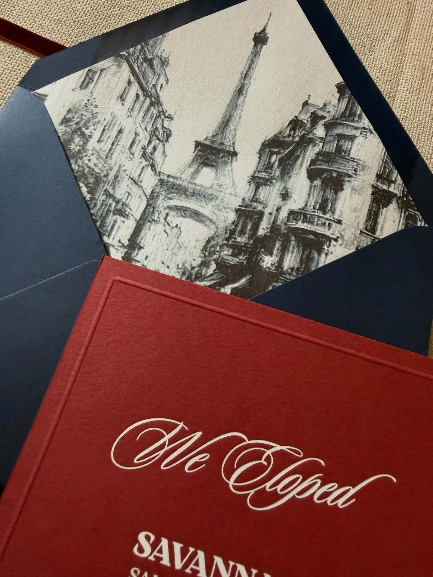 Happy wedding day to S+A! 🇫🇷 

This suite is going to be stunning! 🤩 Can&rsquo;t wait to share the couple&rsquo;s personal touches post-wedding. 🤍

Copper dies by @metalmagicengravers helping me get these crisp font lines 🤩

#elopement #nontradi