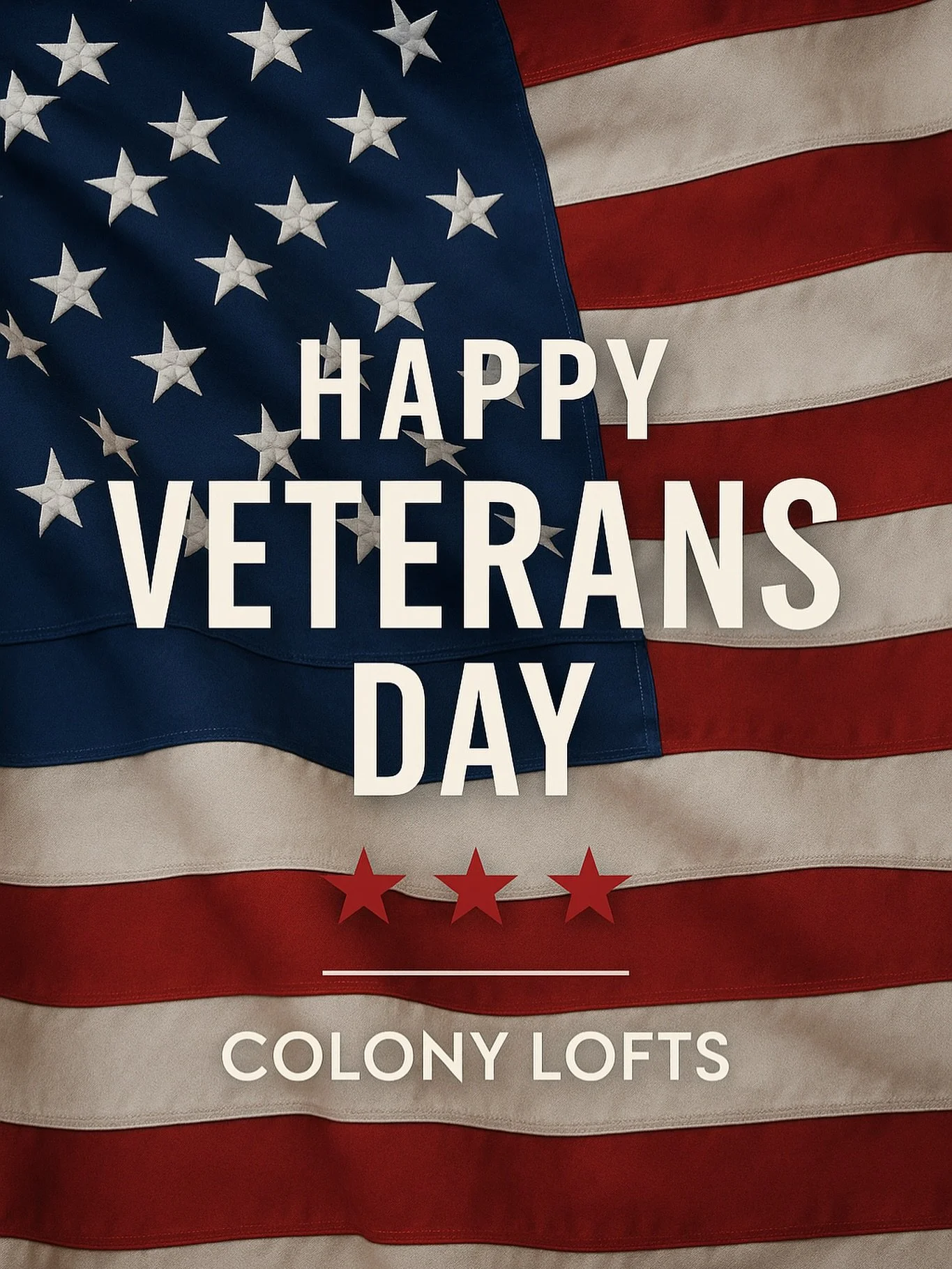 Happy Veterans Day 🇺🇸
To every resident, neighbor, and family member who has served or is serving, thank you. Your courage and sacrifice mean everything to our Colony Lofts community. ❤️🤍💙

Active duty and veterans, stop by the leasing office tod