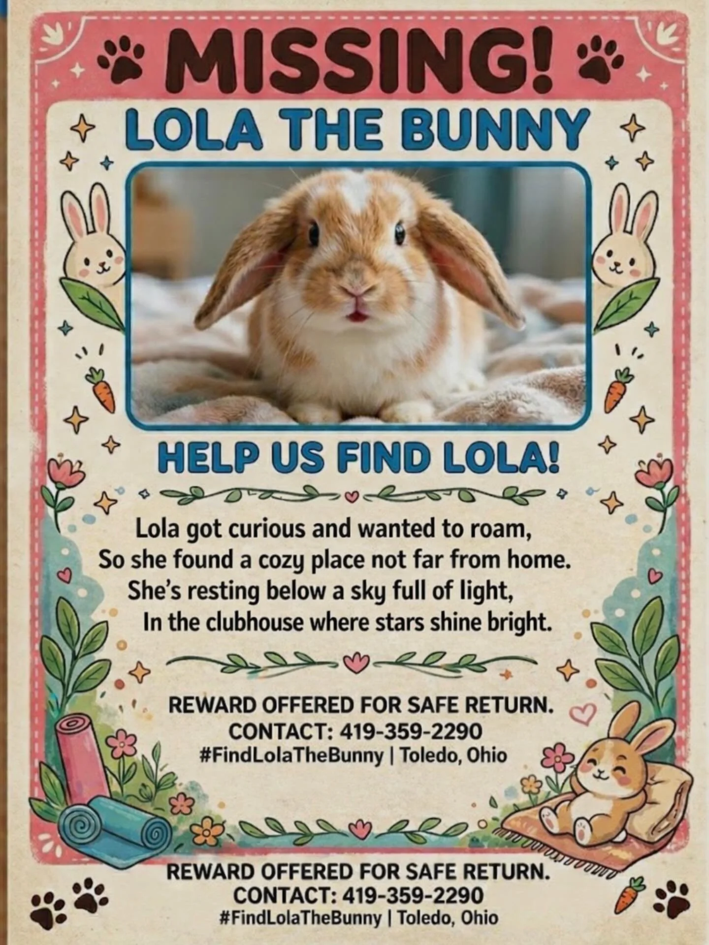 Lola the Bunny has officially gone missing again&hellip; 🐰✨

She&rsquo;s somewhere around Colony Lofts, hiding out and waiting to be found. Think you know where she is? Here&rsquo;s your clue:

&ldquo;Lola got curious and wanted to roam,
So she foun