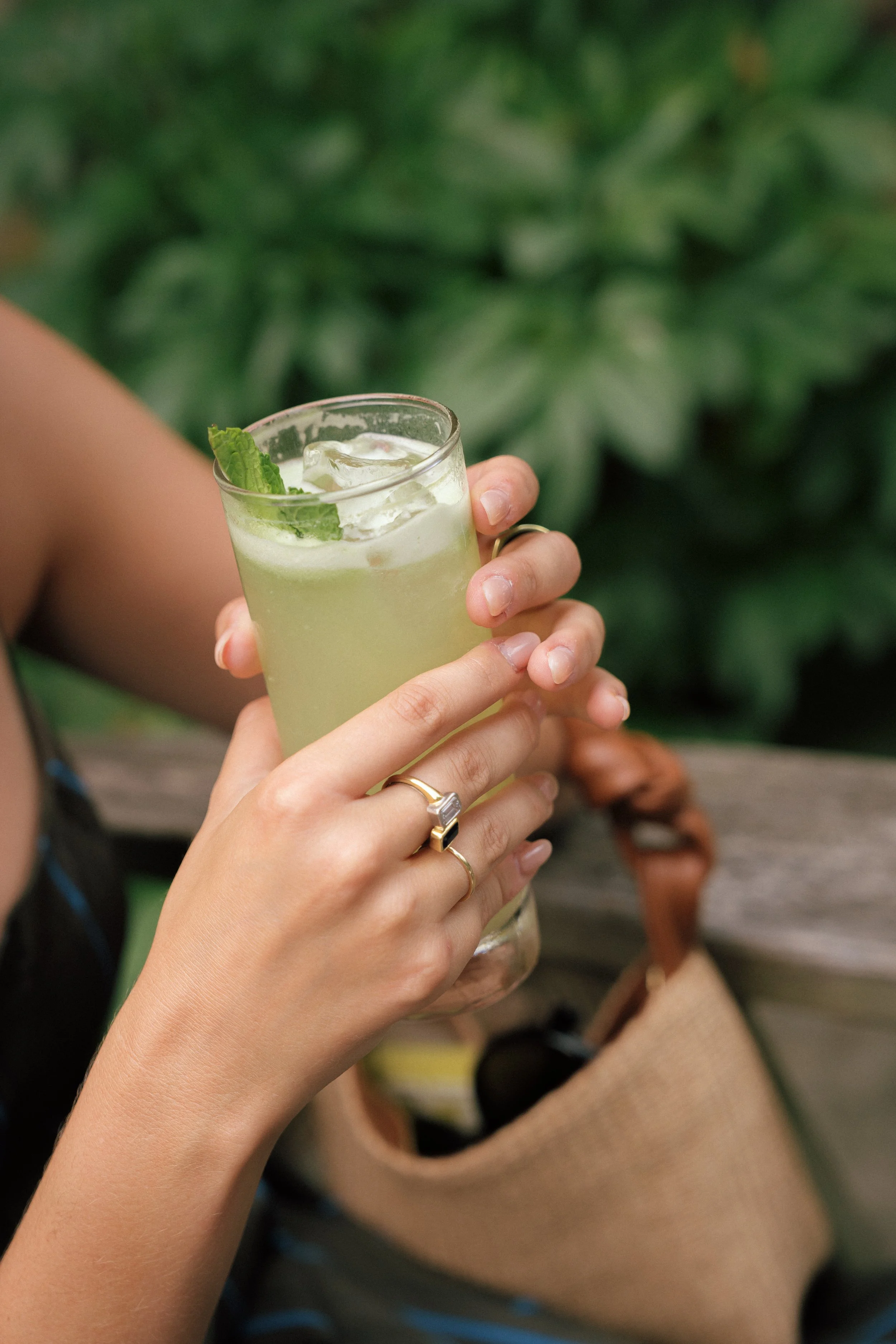 A refreshing summer cocktail served during cocktail hour at Troutbeck in Amenia, New York