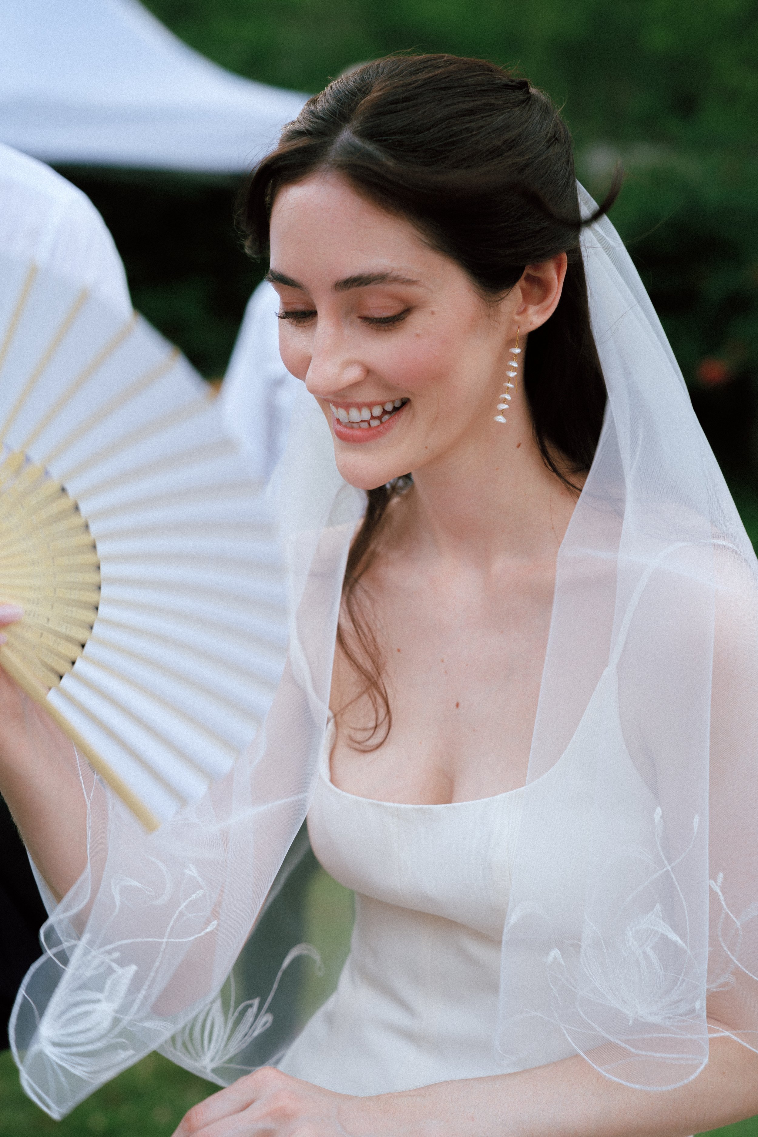 A bride looking joyful after getting married 