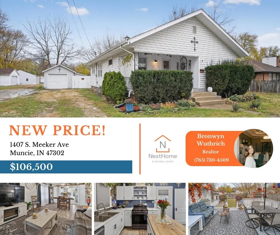 🚨 NEW PRICE &ndash; Updated &amp; move-in ready on Muncie&rsquo;s south side! Now priced at $106,500. 

This 2 bed / 1 bath home at 1407 S. Meeker Ave has the cozy charm you want with the updates you need. Step into a bright living/dining space that
