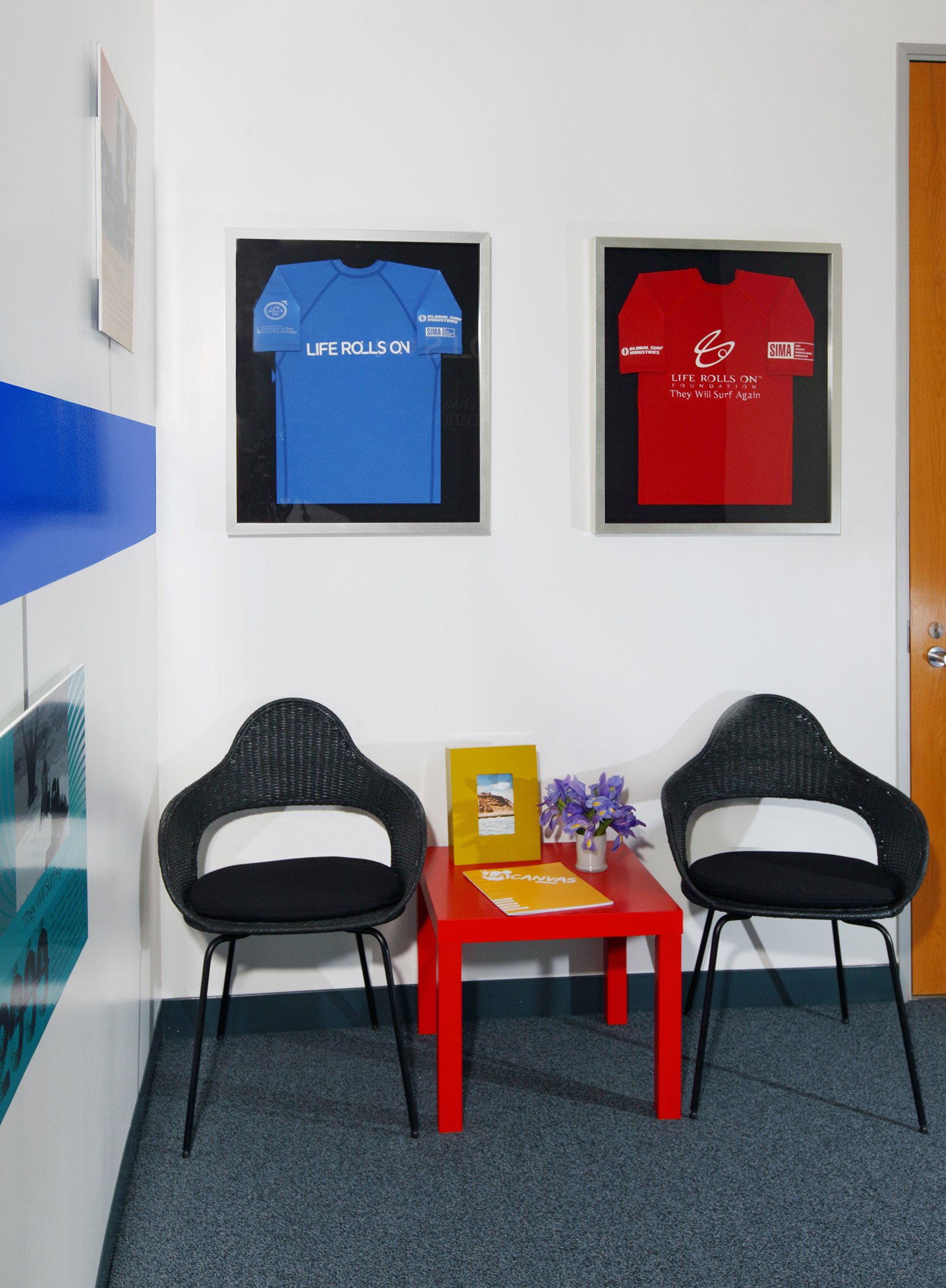 Photo by: Chas Metivier
A budget-friendly and eco-minded approach was featured for the headquarter remodel of Life Rolls on, which is a subsidiary of the Christopher and Dana Reeve Foundation in Southern California.