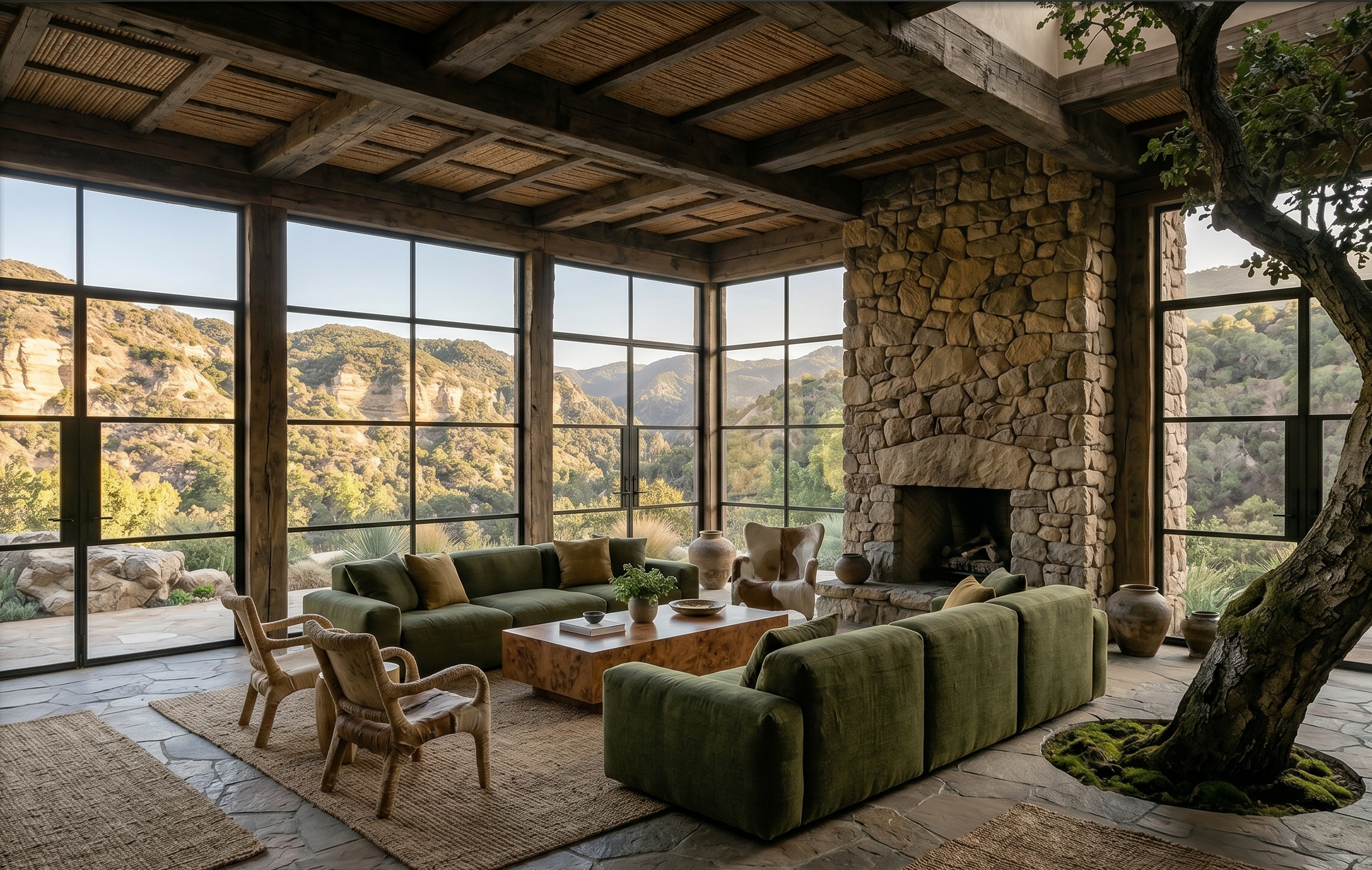Natural Heritage: Warm Materiality and Reclaimed Timbers in Topanga Canyon interior design