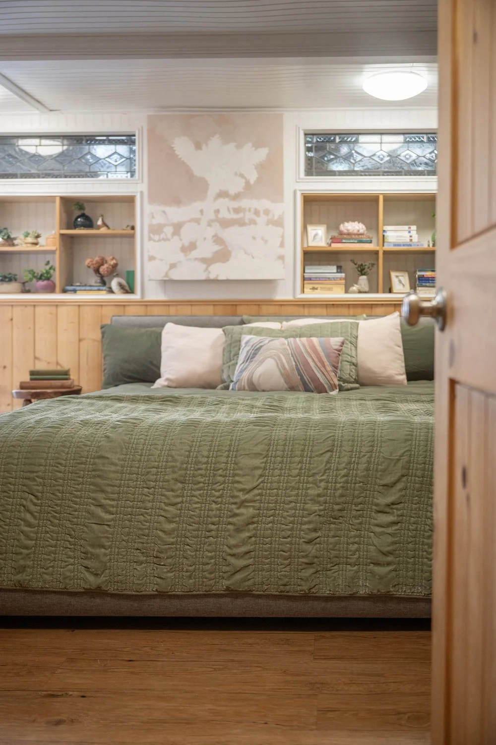 Photo by: Steven Dewall
This basement was converted into a separate living space downstairs, with a bedroom, bathroom, and kitchen.