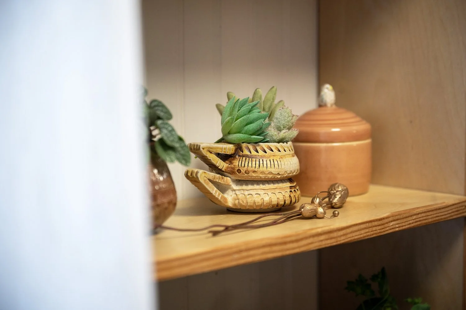 Photo by: Steven Dewall
A ceramic vessel collection incorporates biophilic elements into the space by housing plants and flowers.