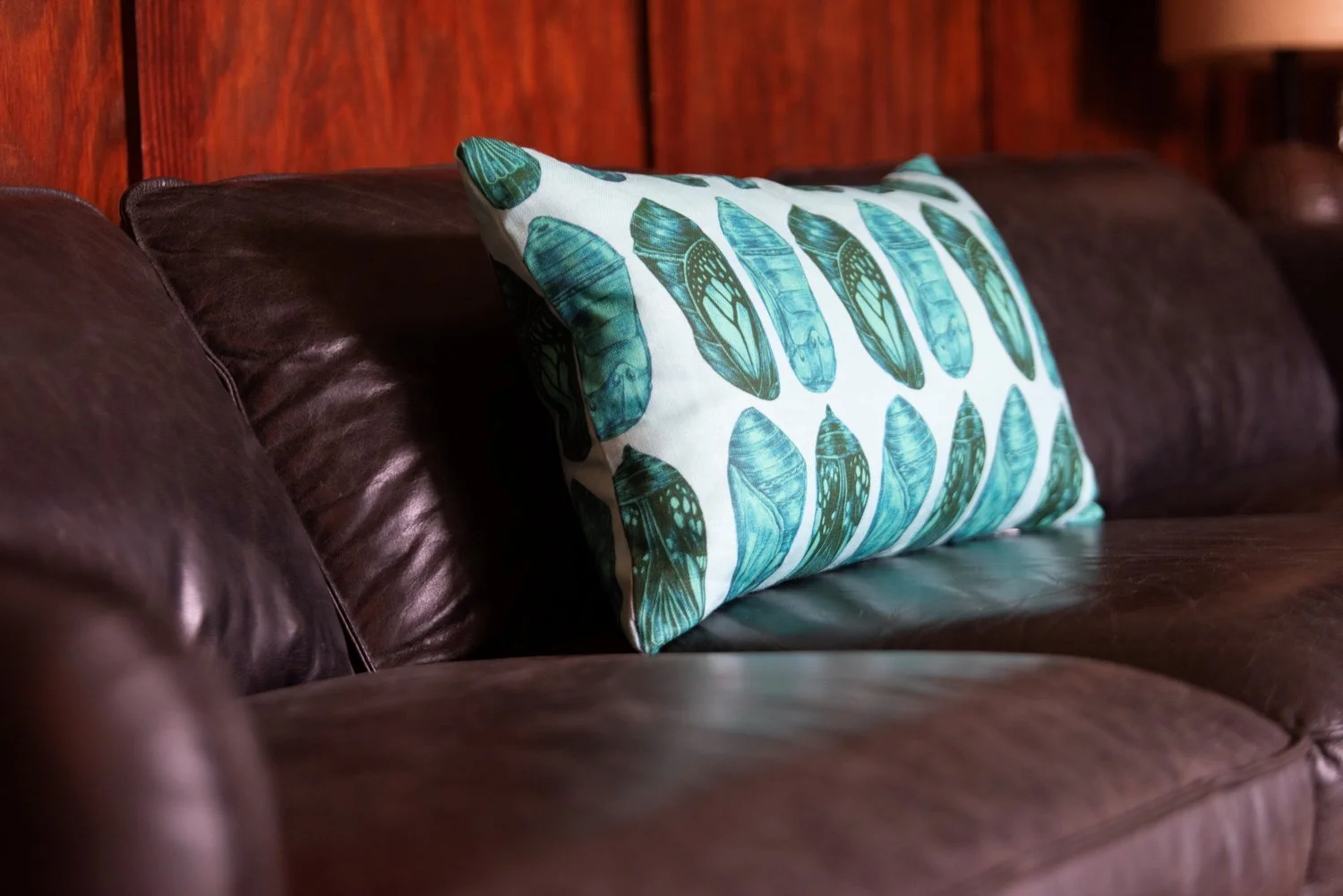 Photo by: Steven Dewall
The nature-inspired imagery of this artist-designed textile by Kale Tree connects with the joy of watching Monarchs form cocoons in our garden as they hatch and migrate throughout California.