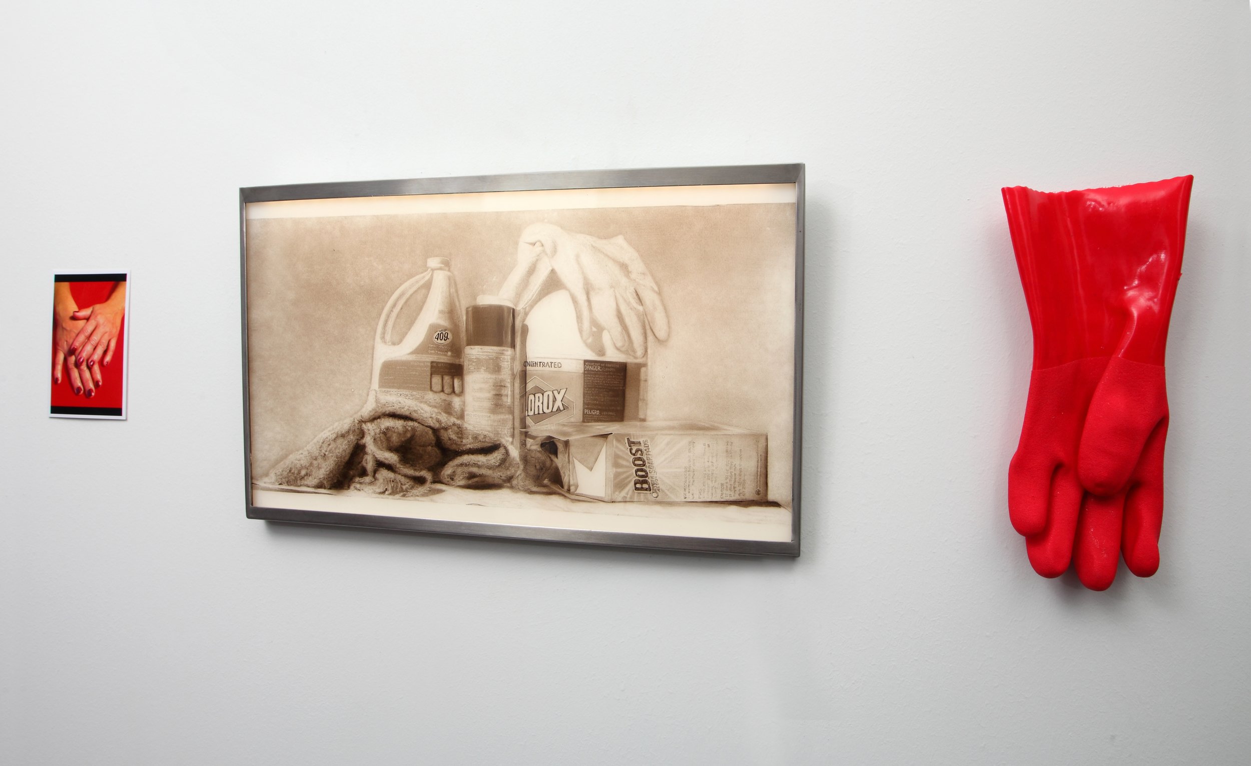 Photo by: Chas Metivier
An office wall features With Her Own Hands, a multimedia installation by Xilomen Rios.