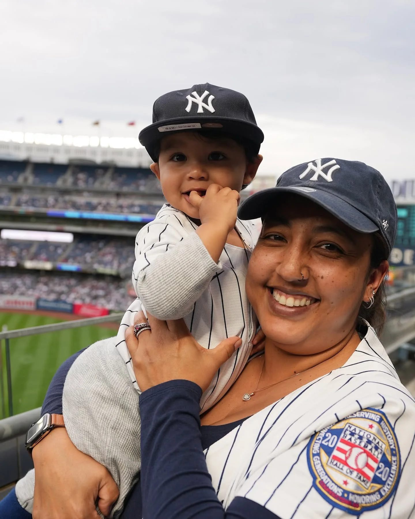 Yankee Stadium&rsquo;s tiniest fan, soaking in the cheers with Mom! ⚾️🤍
.
@yankees 
.
#photographer #newyorkcity #yankees #astros #bronx