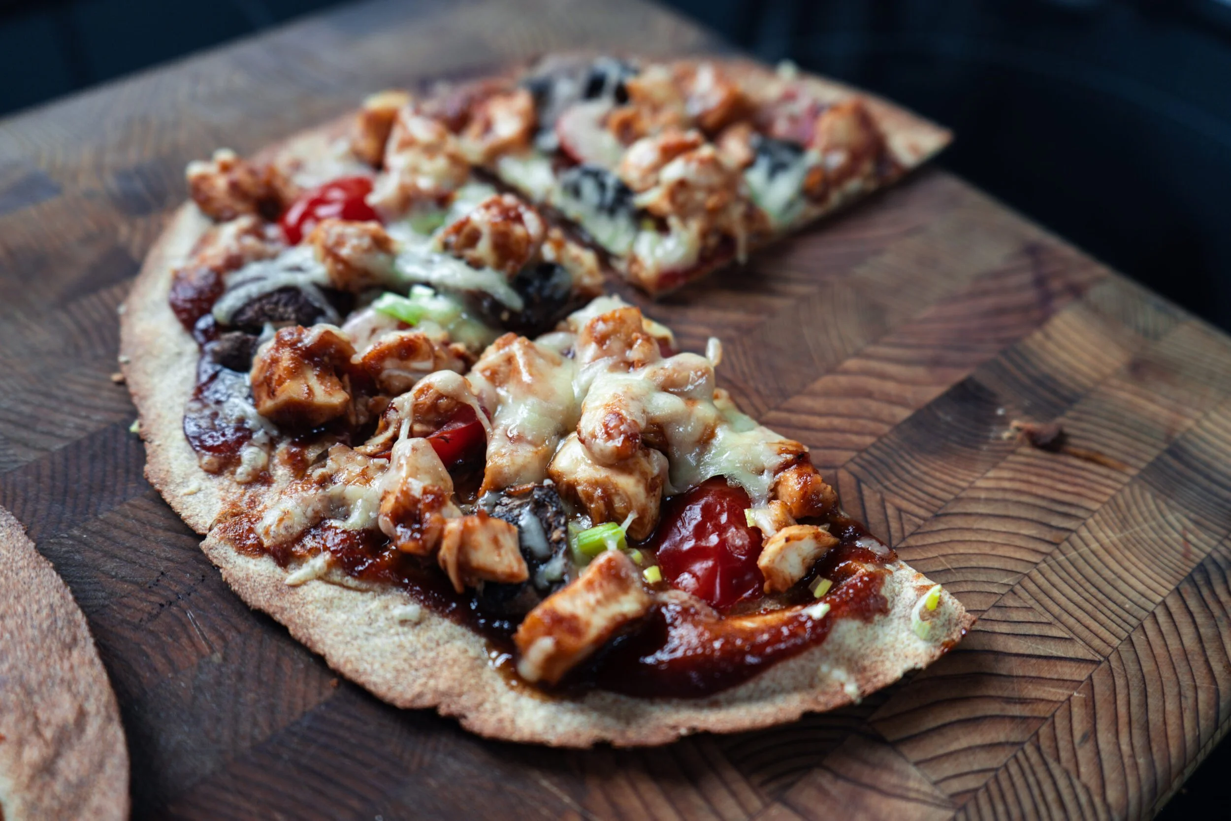 BBQ chicken tortilla pizza