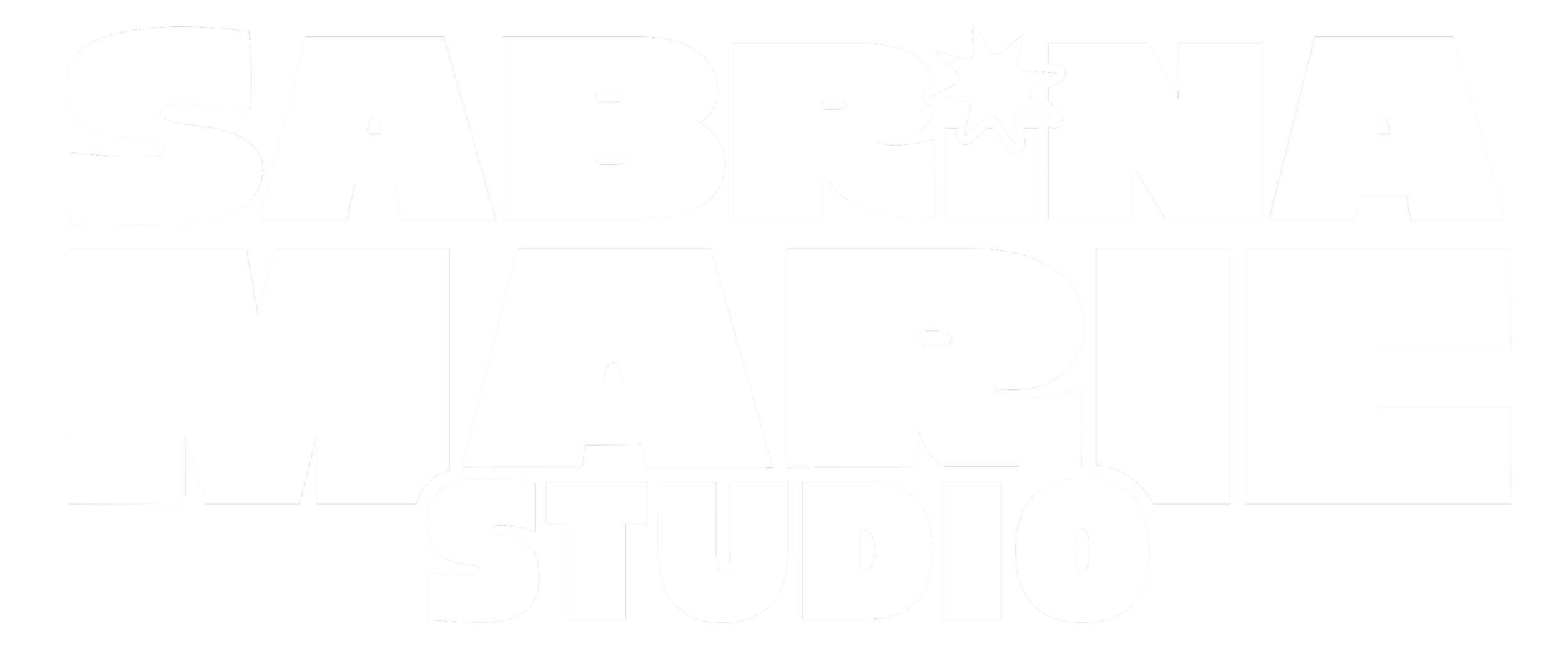 Logo of Sabina Marie Studio in bold text with a starburst design above the letter 'I' in 'Sabrina'.