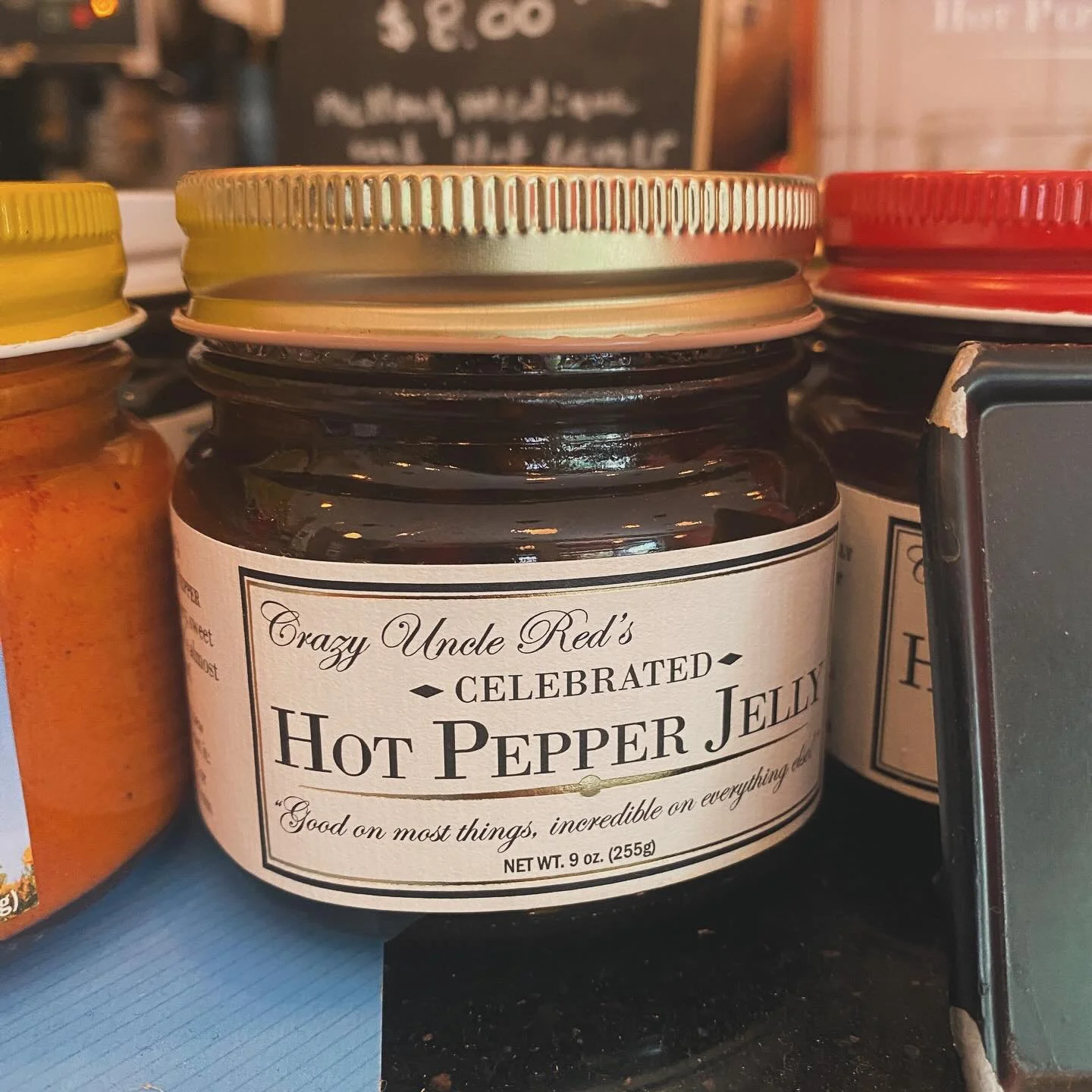 We&rsquo;re in love with @crazyunclereds Hot Pepper Jelly (and hot dogs 🌭) at @thecoffeeshop269 so we were over the moon to see they had donated 3 cases for the pantry 🥹 Thank you! 

Did you know you can donate nonperishables year round at The Coff