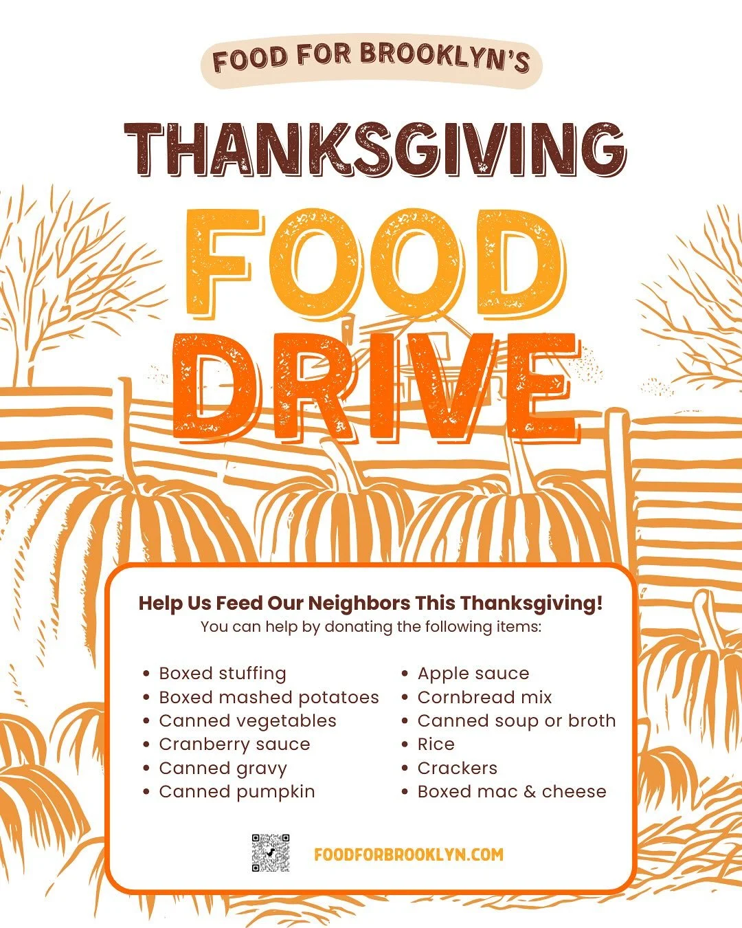 It&rsquo;s fall food drive time! 🦃🍂🥔🥧🧡 We need your help to ensure all of our neighbors have enough food this season and everything they need for an abundant Thanksgiving. 

Here&rsquo;s how  to contribute:

📥 Drop off nonperishable donations a