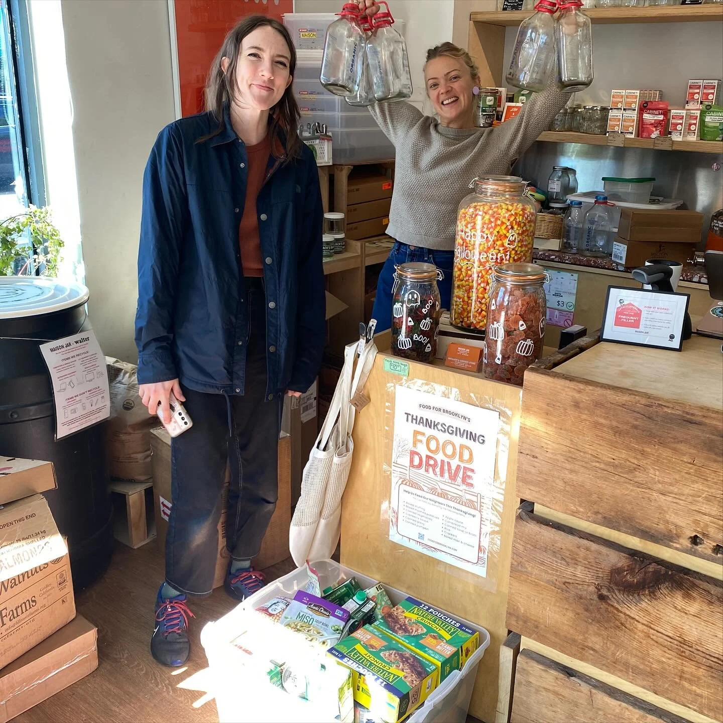 We&rsquo;re so grateful to our friends at @maisonjar.nyc and @thecoffeeshop269 and everyone who has already been donating food for our fall drive (Lookin at you @machinax ❤️)!