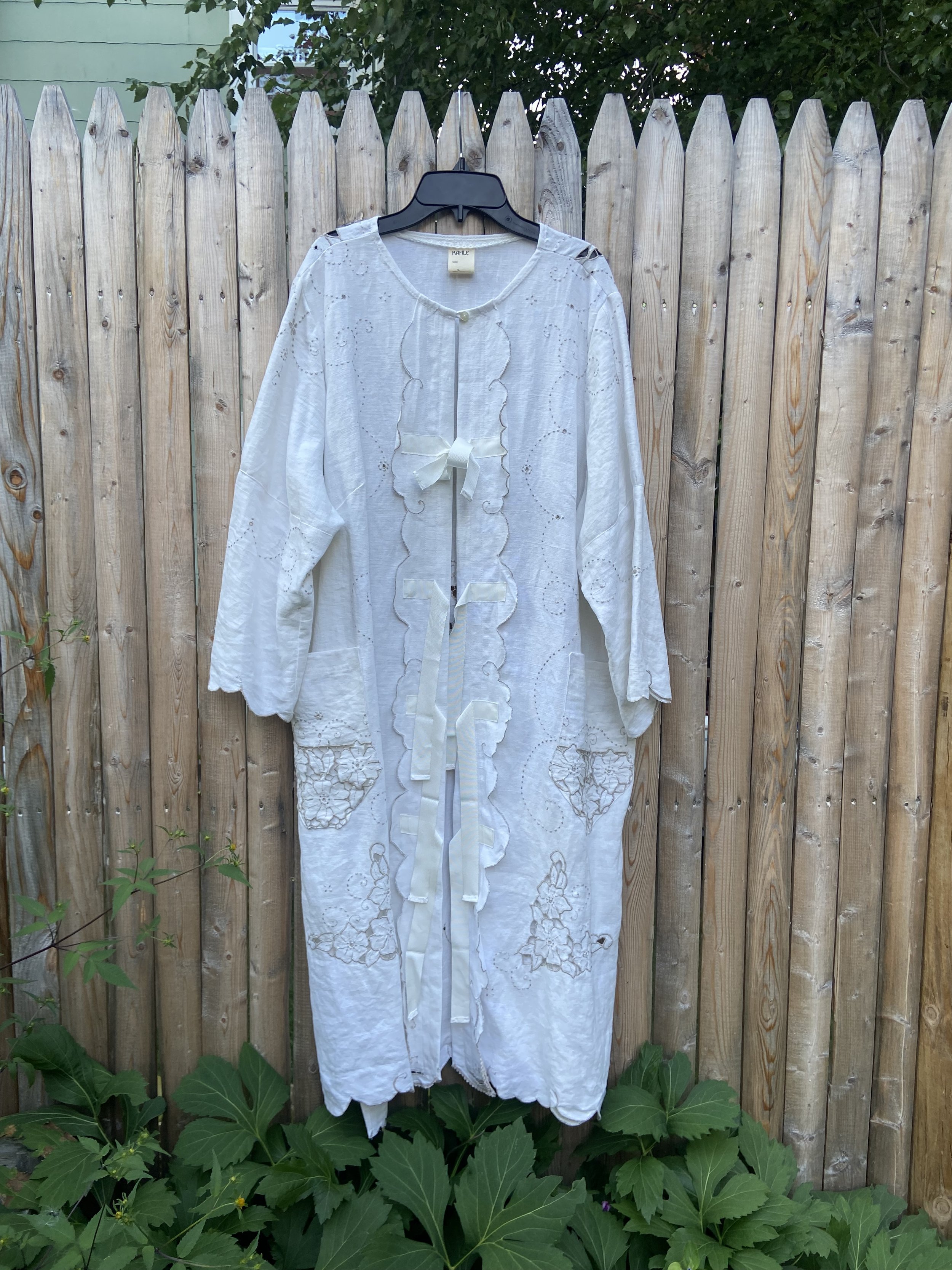Madeira Embroidered Linen Robe