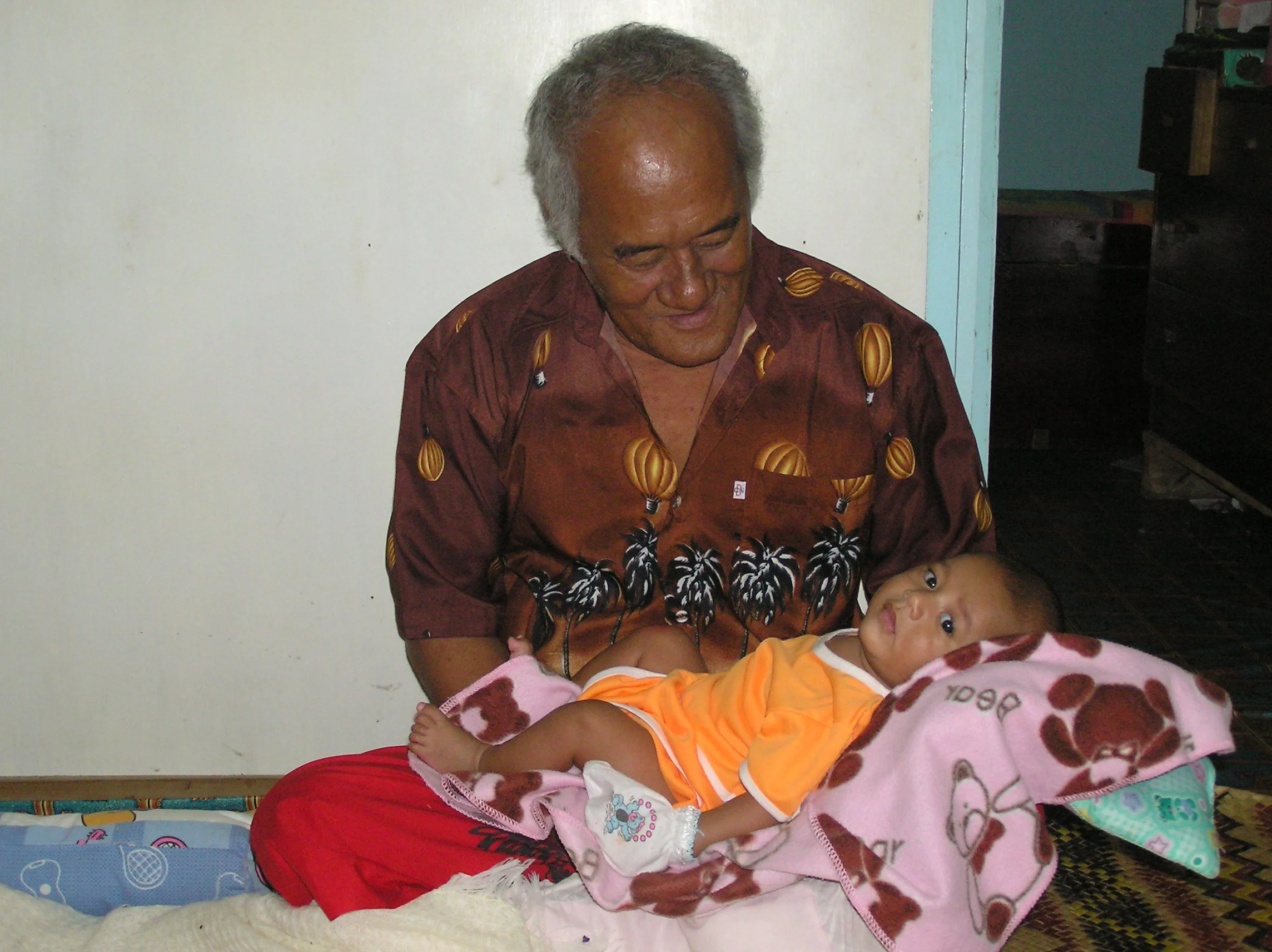 With new grandson - December 2003