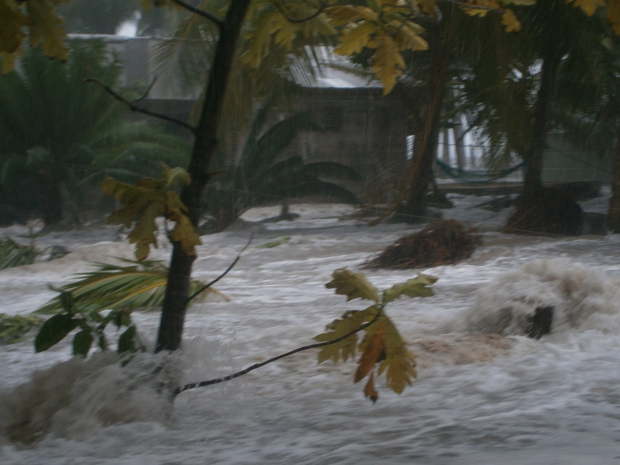 In the village - hammock and tank at rear