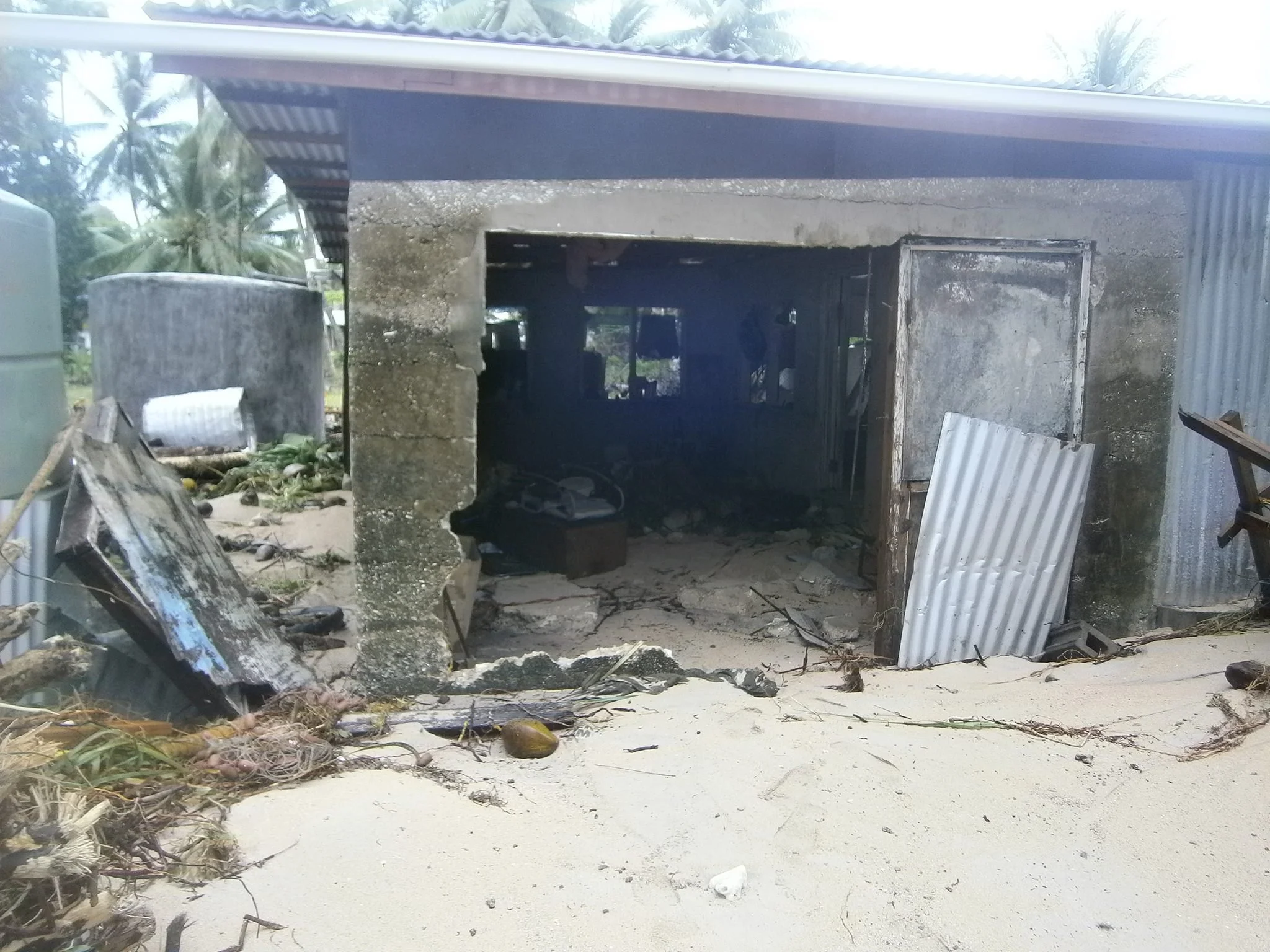 Damaged house in the village