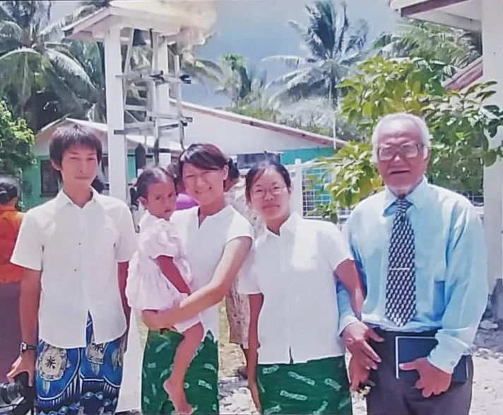 With Japanese visiting students, after Church -- Funafuti