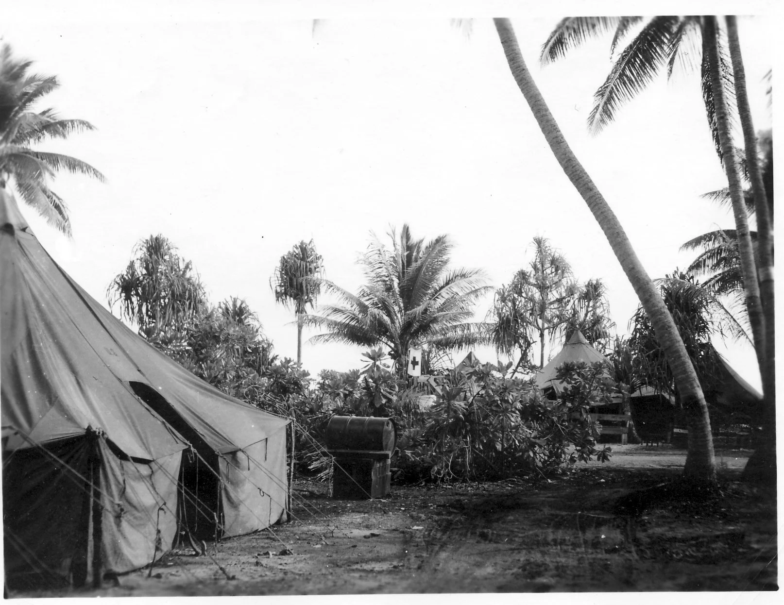 U.S. military tent at Nanumea island in 1943