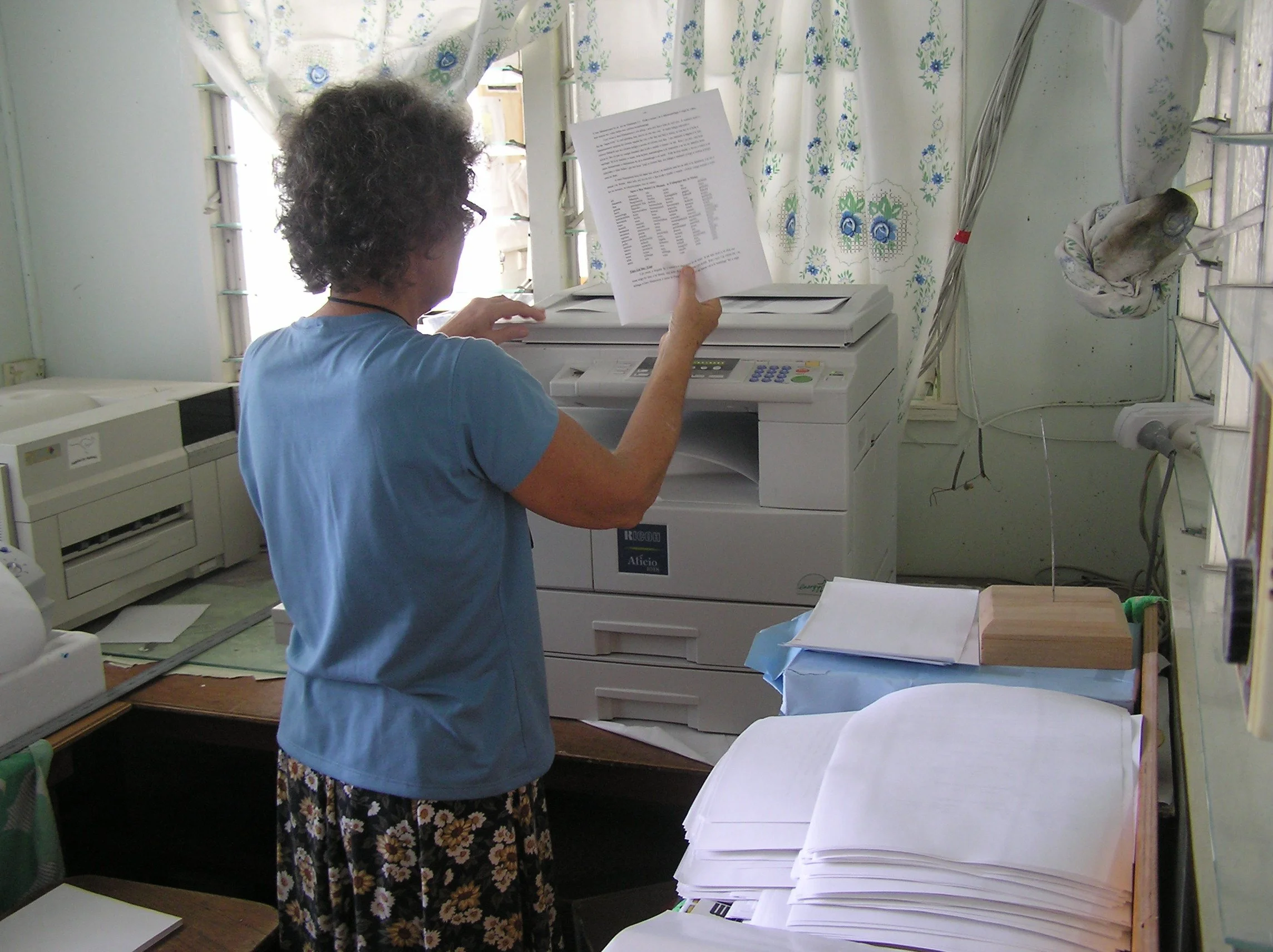 Making copies in Funafuti, February 2004