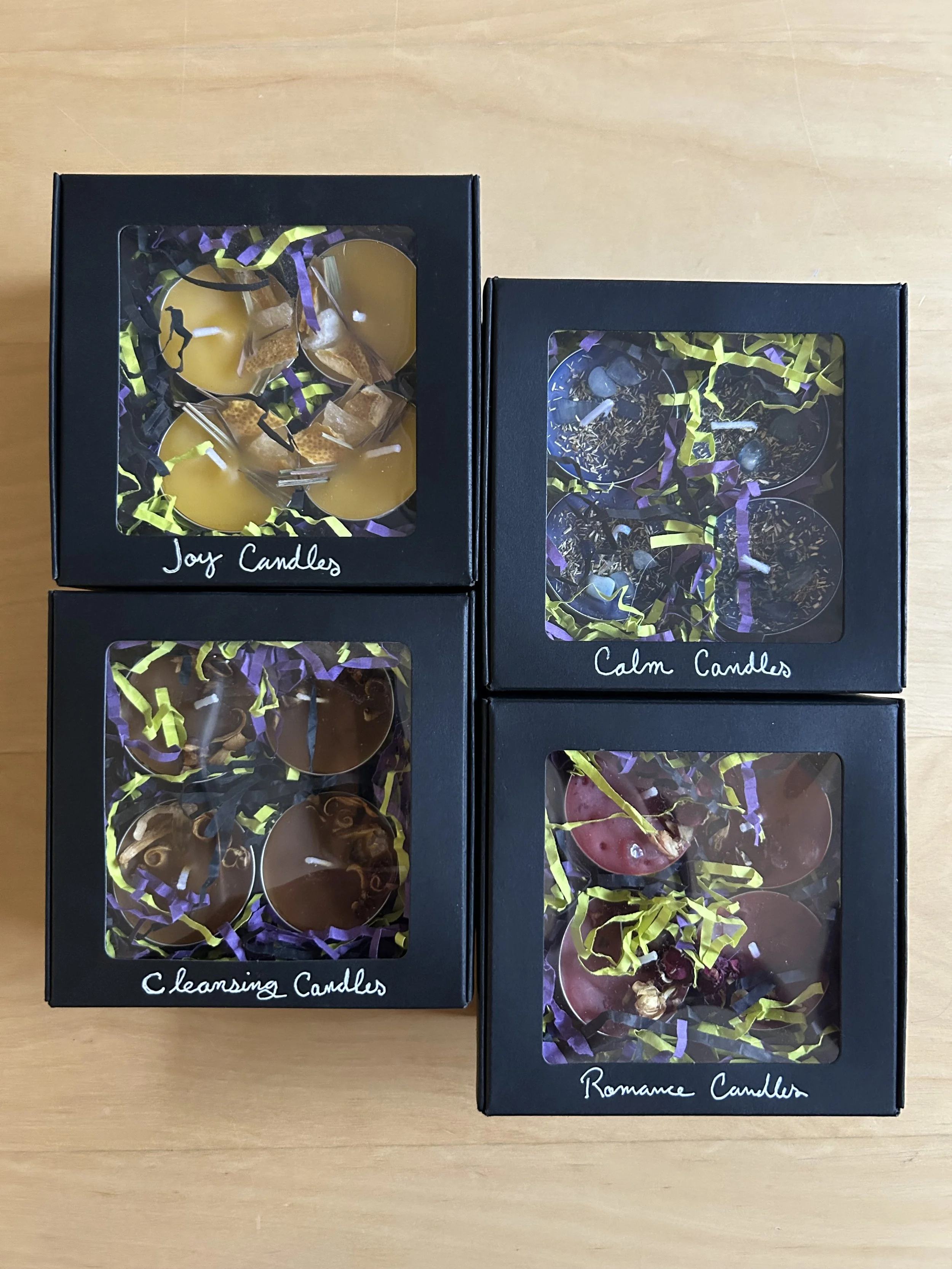 TEALIGHT CANDLES {Joy, Cleansing, Calm, Romance}