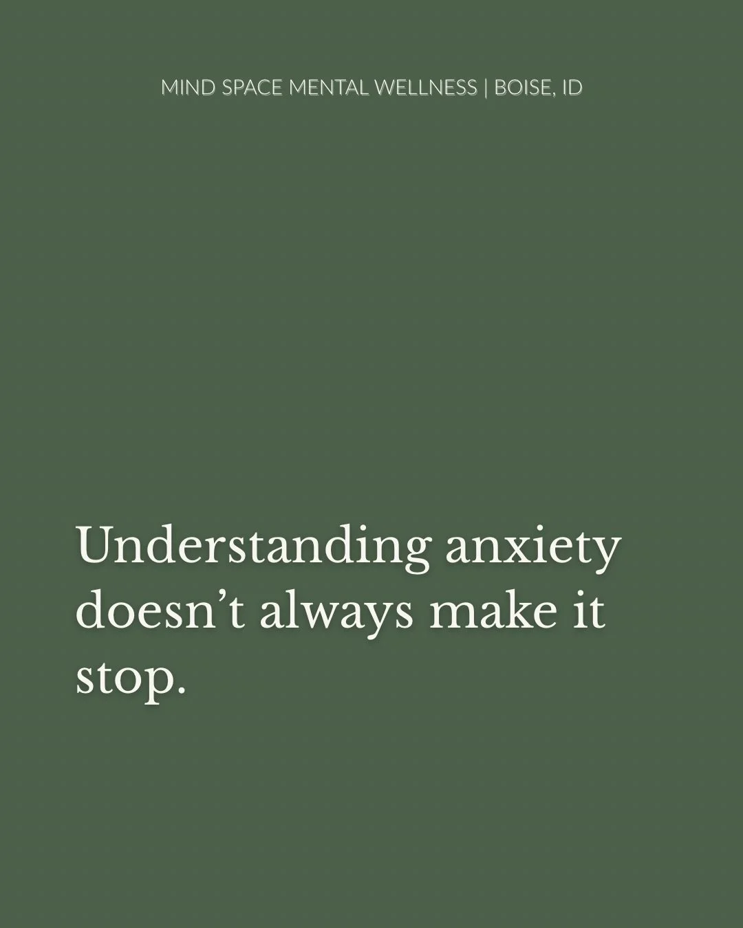 You can understand anxiety and still feel it in your body.

You can know where it comes from, name your triggers, and recognize the pattern as it&rsquo;s happening&hellip; And still feel your chest tightened, your thoughts, speed up, your system brac
