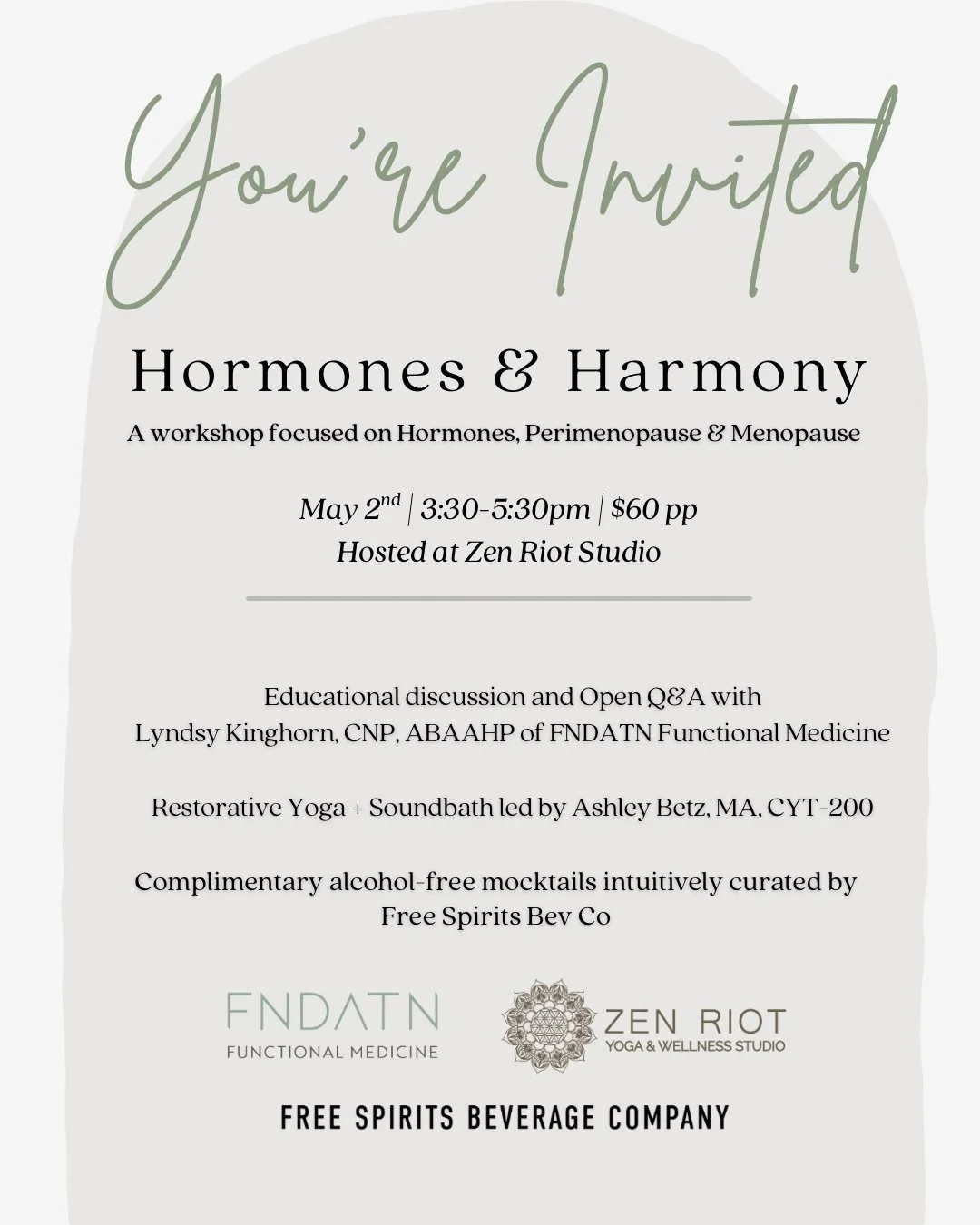 Hormonal changes can feel confusing, frustrating, and hard to make sense of.

This workshop is designed to help you understand what&rsquo;s happening in your body and give you time to slow down.

We&rsquo;ll begin with complimentary alcohol-free bevi