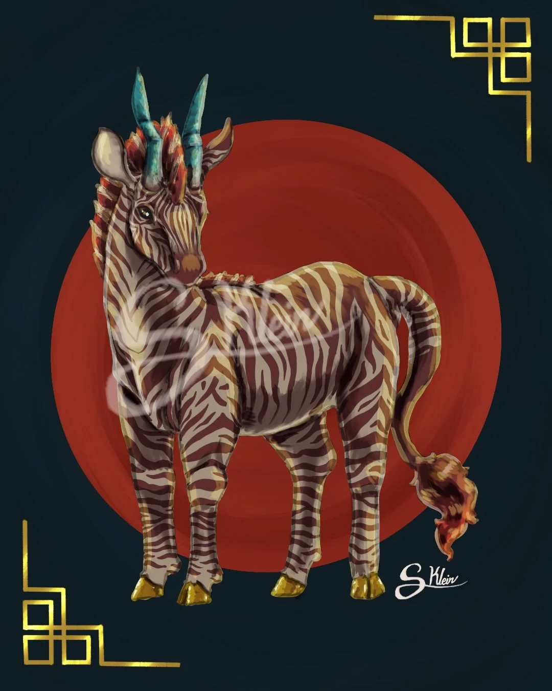 A rare creature from central Africa, first encountered in the Congo forests, the Abada remains a shy magick equine. With a zebra-like coat, cloven hooves, and two prominent horns, the Abada had earned the nickname &ldquo;Africa&rsquo;s unicorn.&rdquo