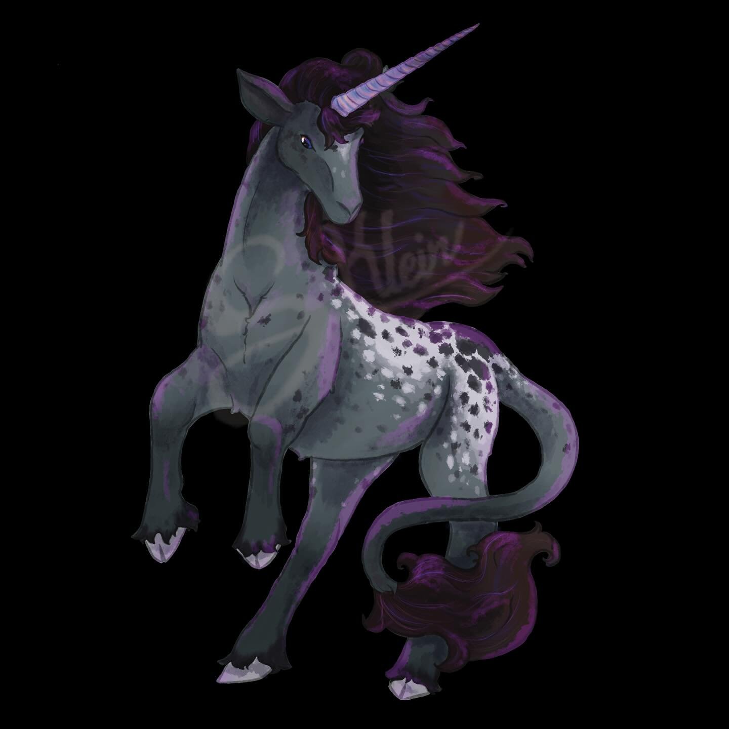Our first ever unicorn sticker design! The unicorns of heraldry period were in fact more closely related and resembled goats than horses, this design being inspired from that. A violet unicorn with petite cloven hooves, goat-like facial features, coa