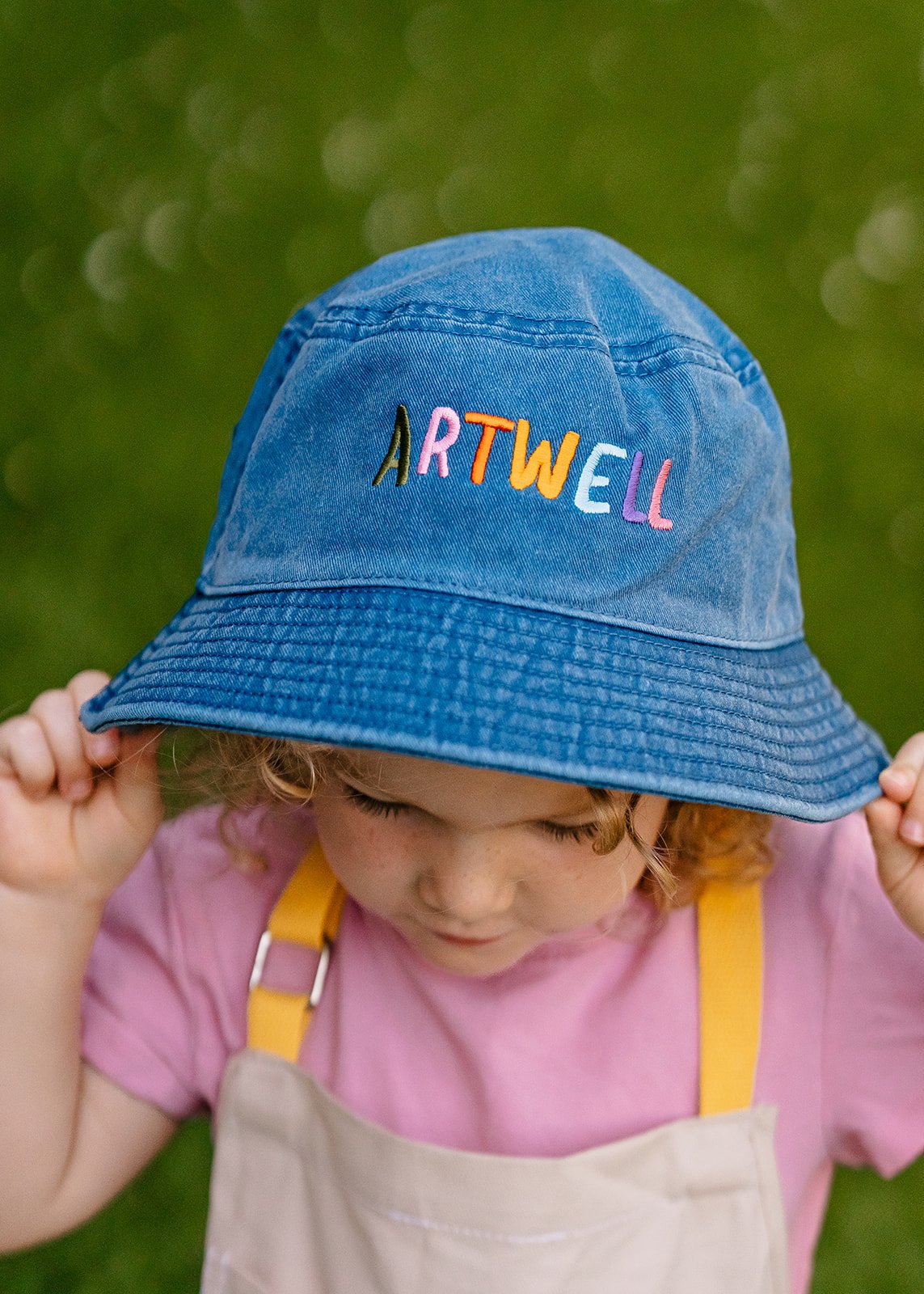 Kids Embroidered Bucket Hat – Sea Blue