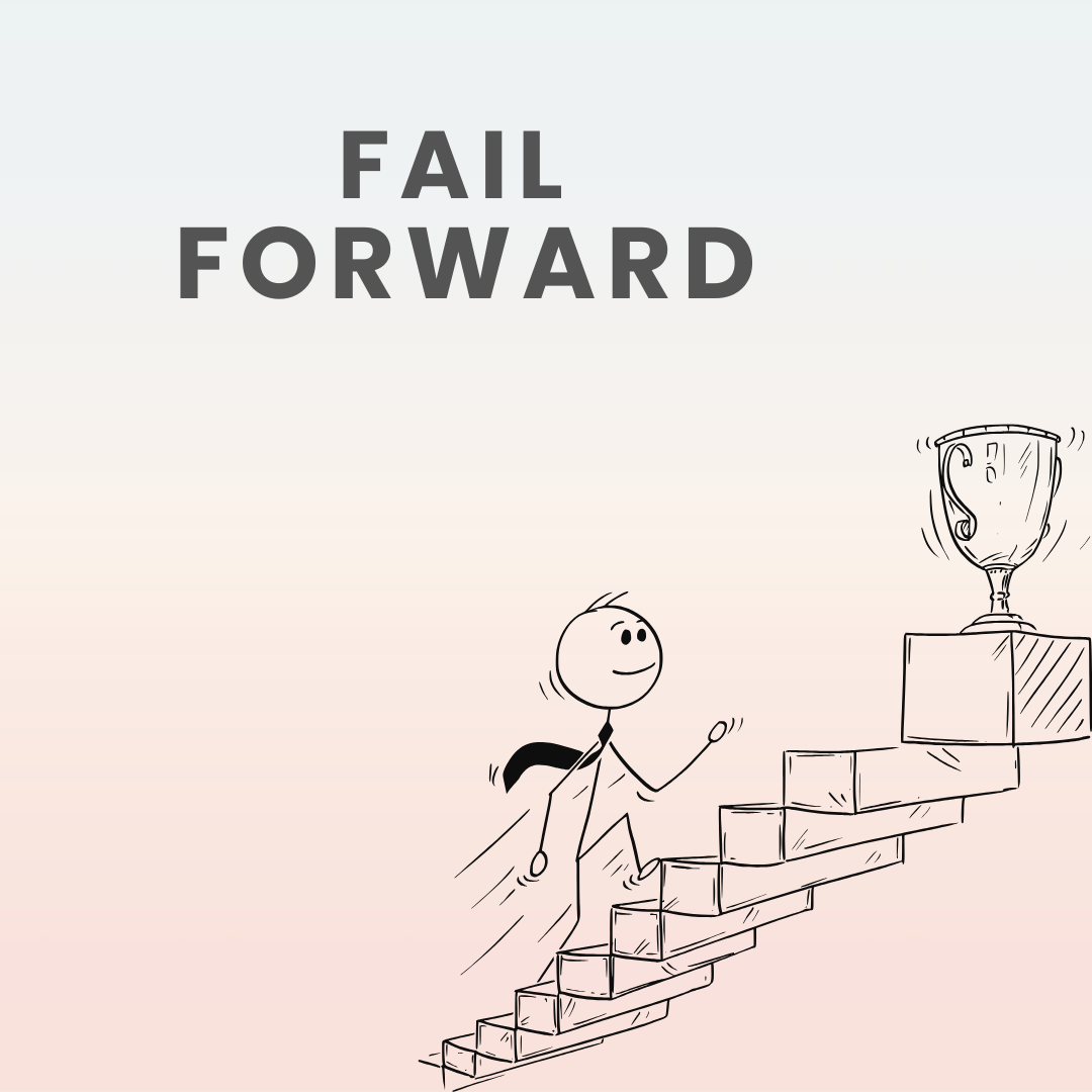 fail forward concept showing steps leading to success and growth mindset