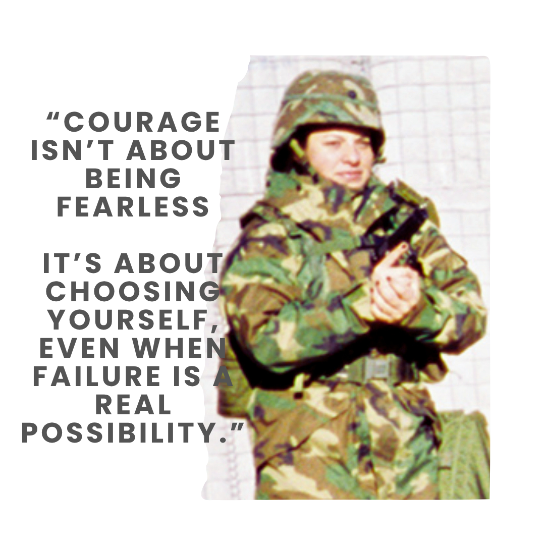 woman in military uniform representing courage and overcoming fear of failure