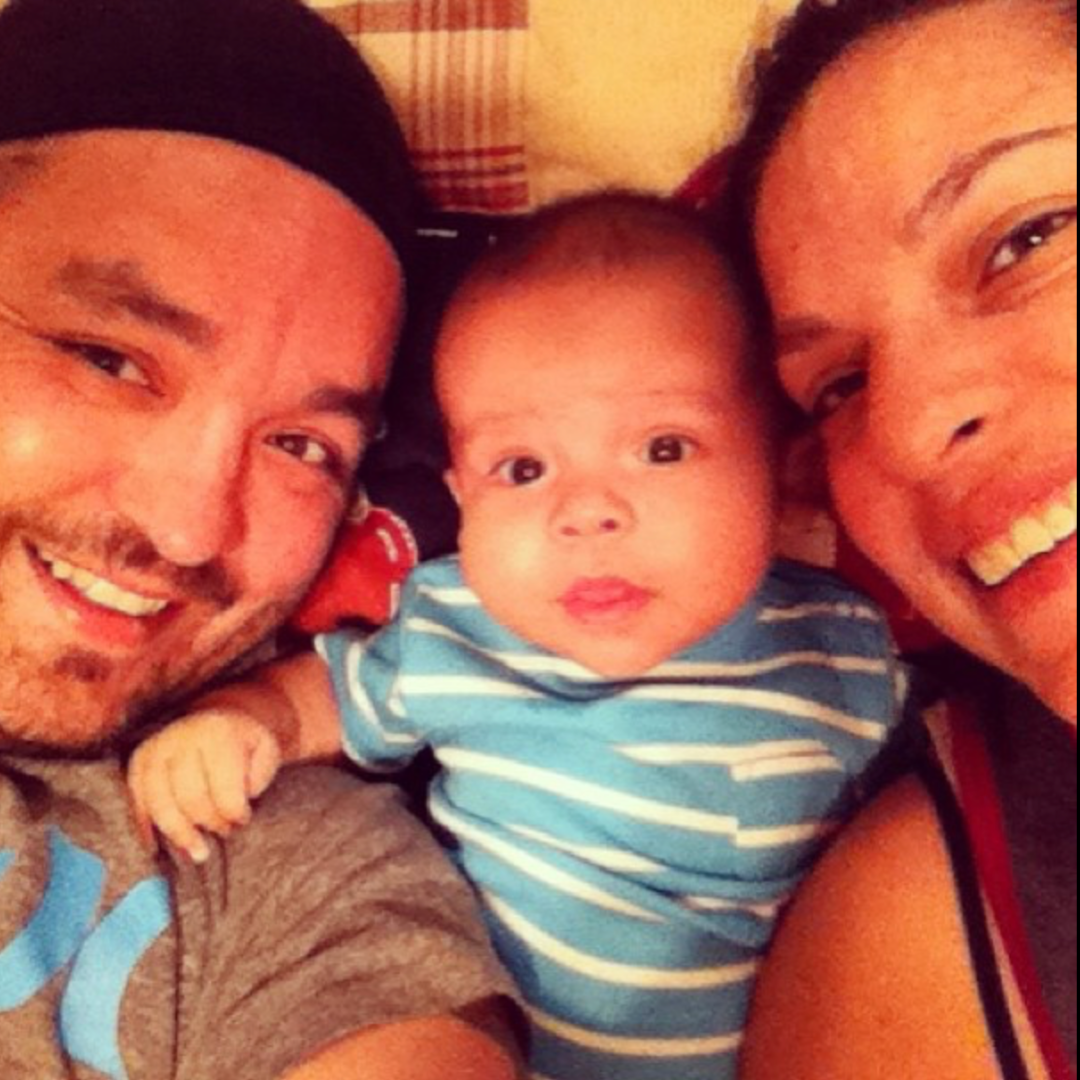 young family with baby representing courage, motherhood, and life decisions