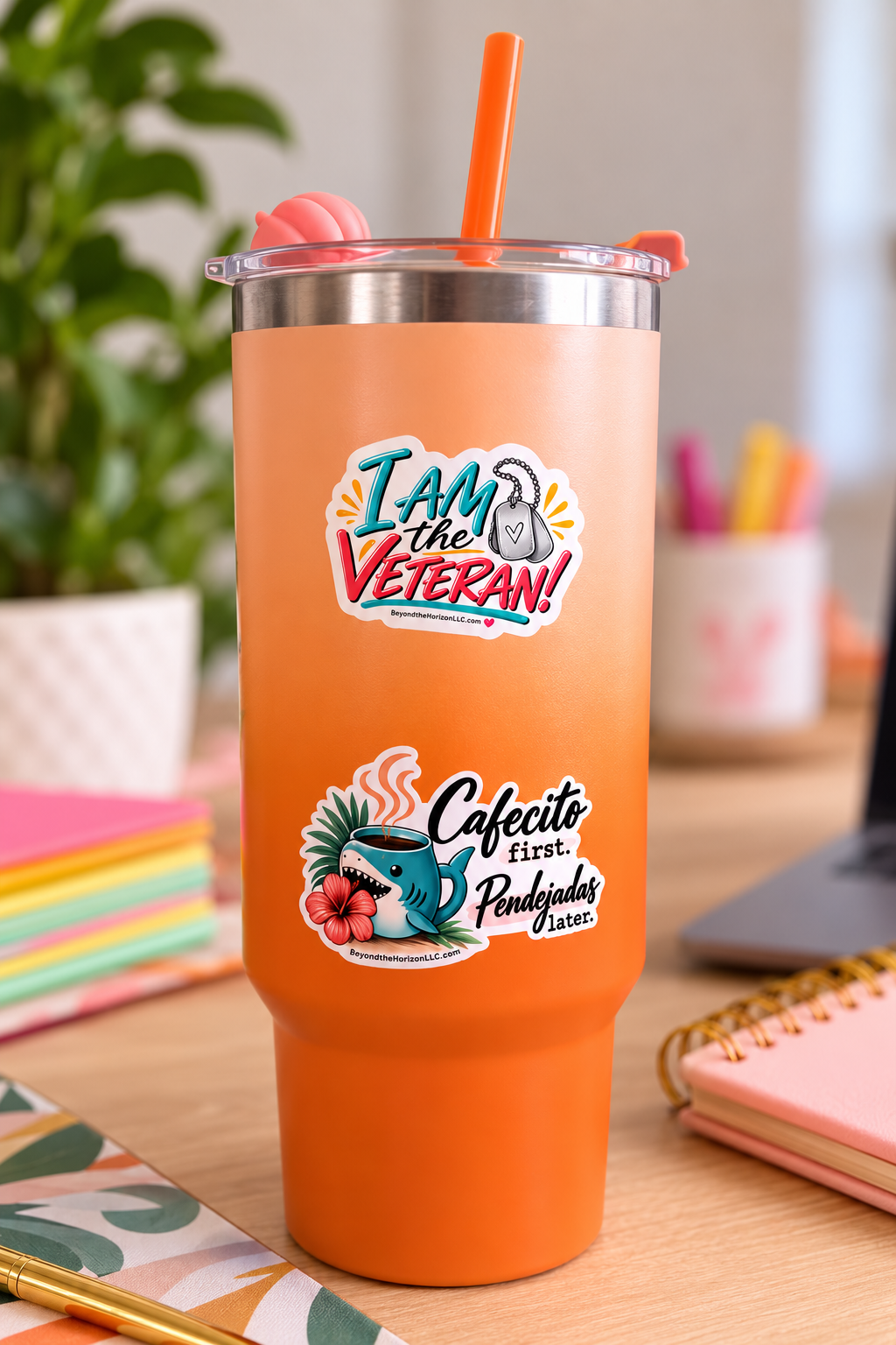 Veteran Shark Cafecito Tumbler Desk Scene.png