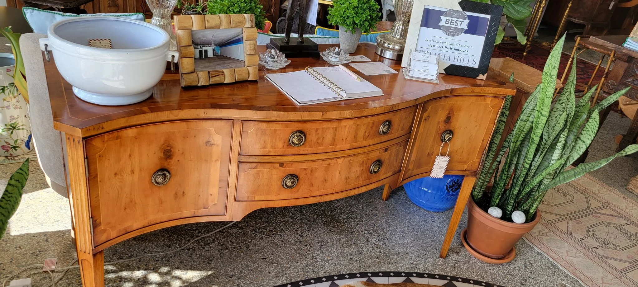 Vintage Serpentine Front Satinwood Sideboard
