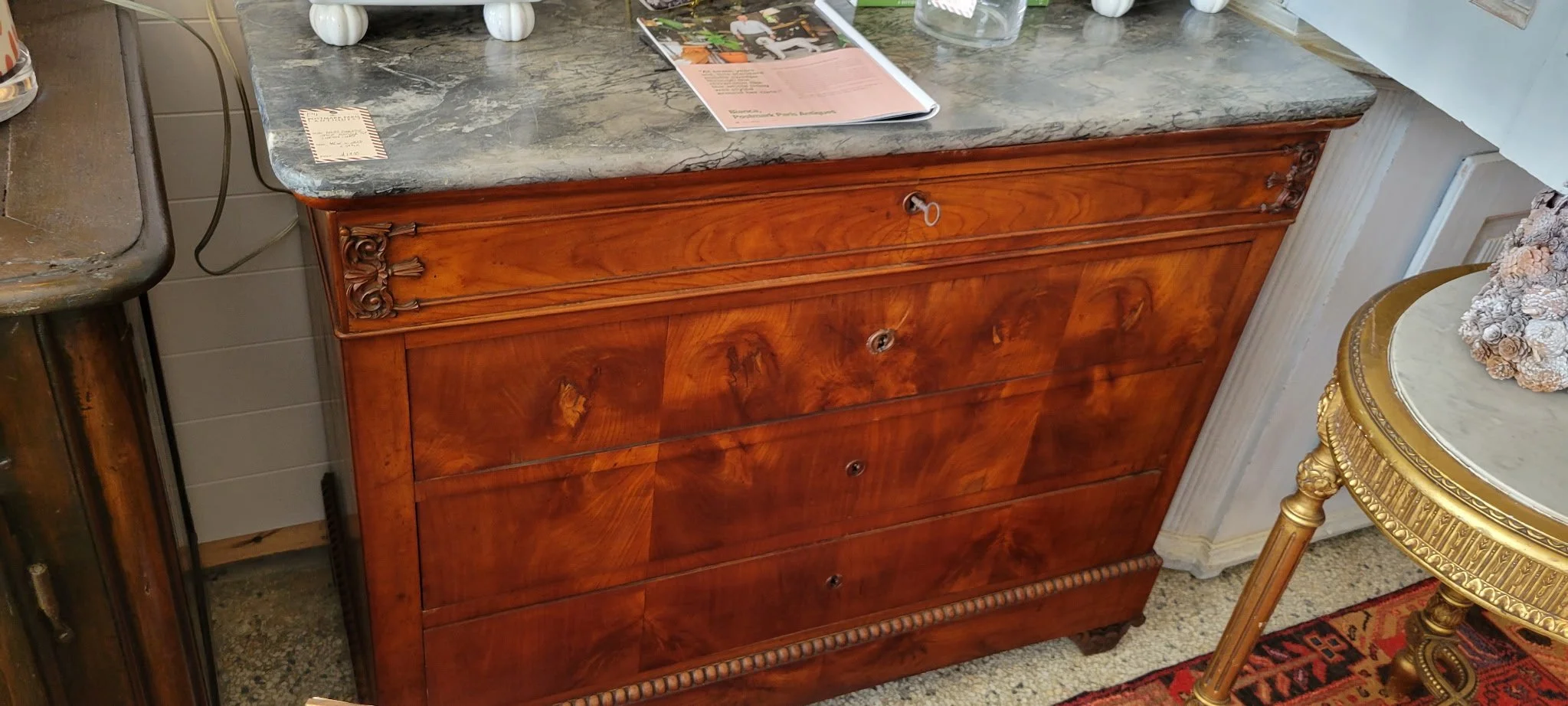 Louis Philippe Marble Top Cherry Chest