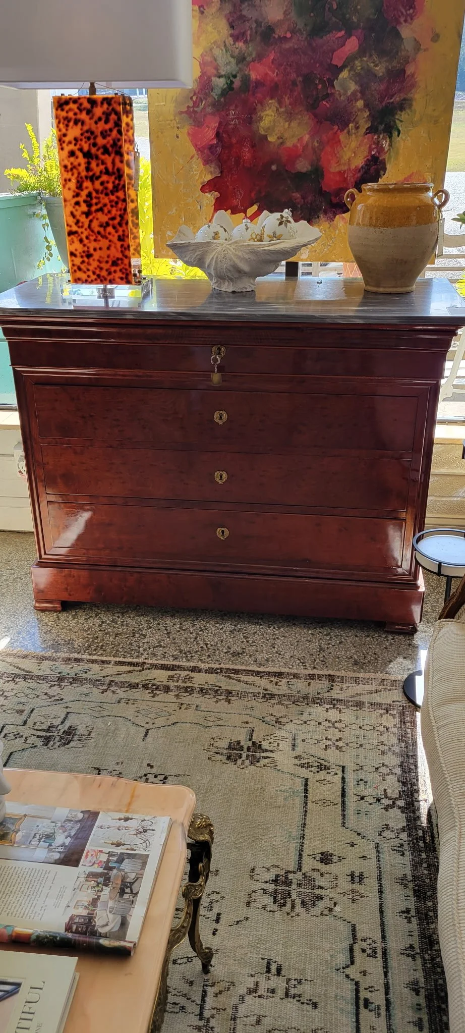 Louis Philippe Marble Top Mahogany Secretaire Commode