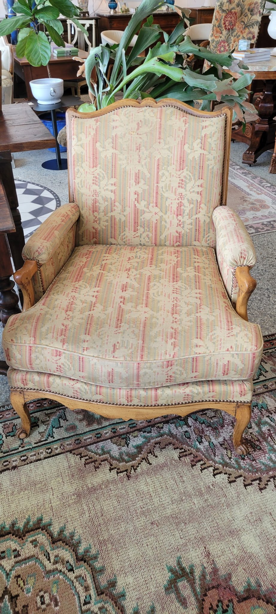 Louis XV  Pair Walnut Arm Chairs