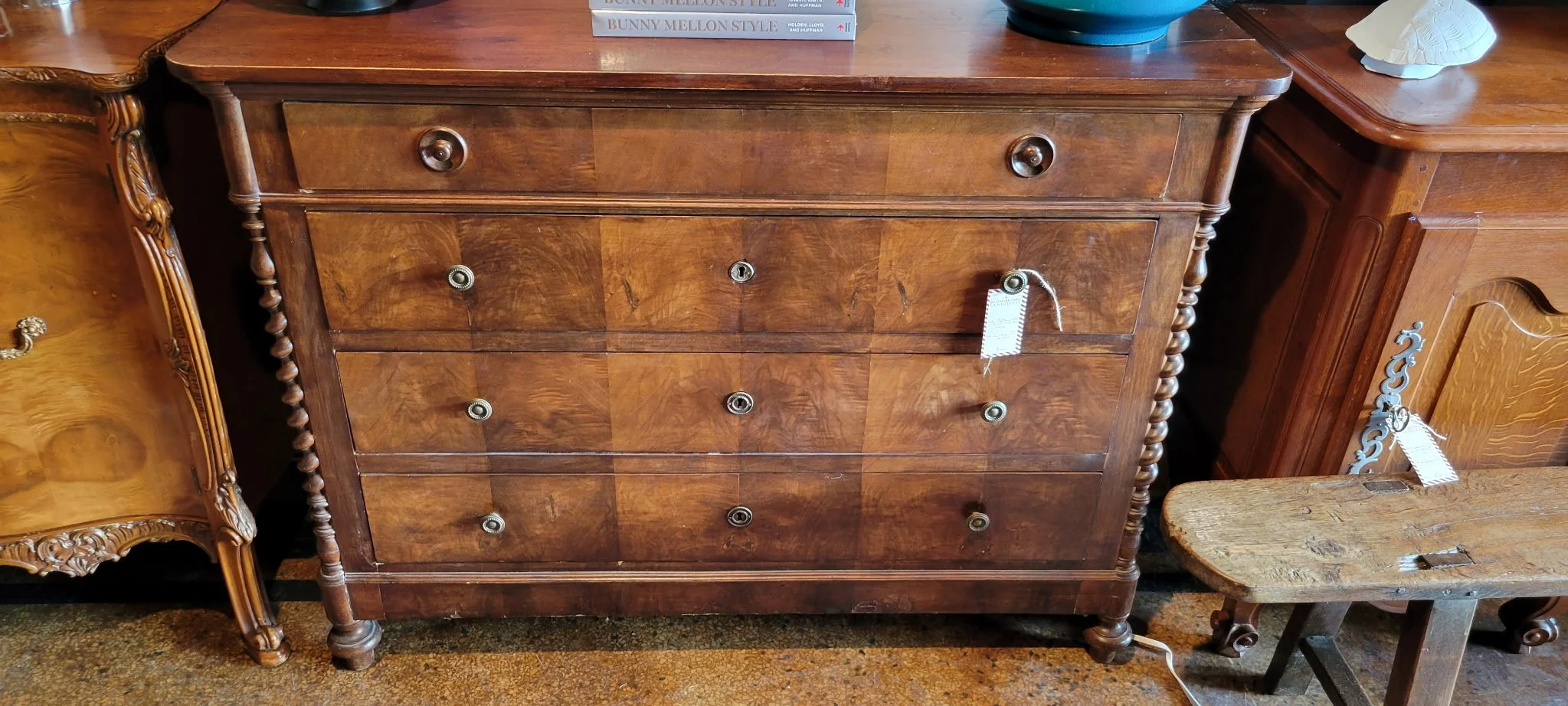 Italian Spiral Twist Mahogany Commode