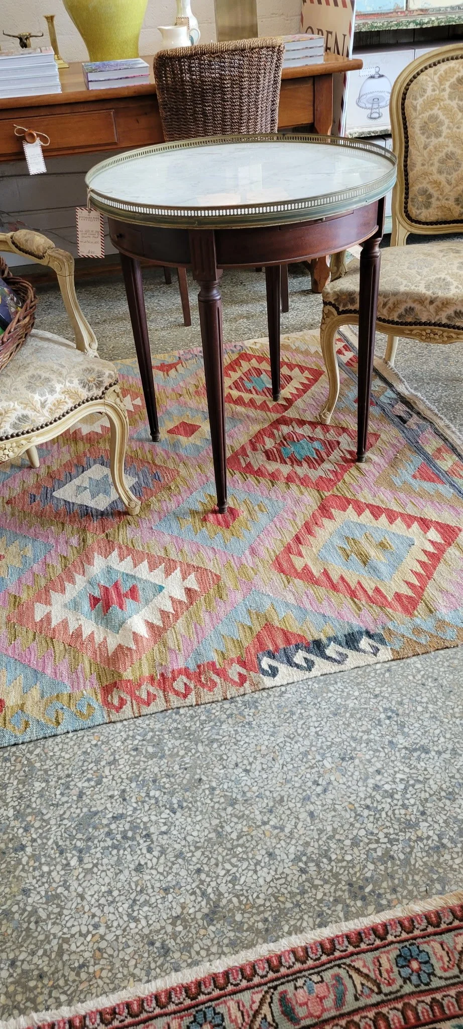 Louis XVI Style White Marble Top Boulotte Table