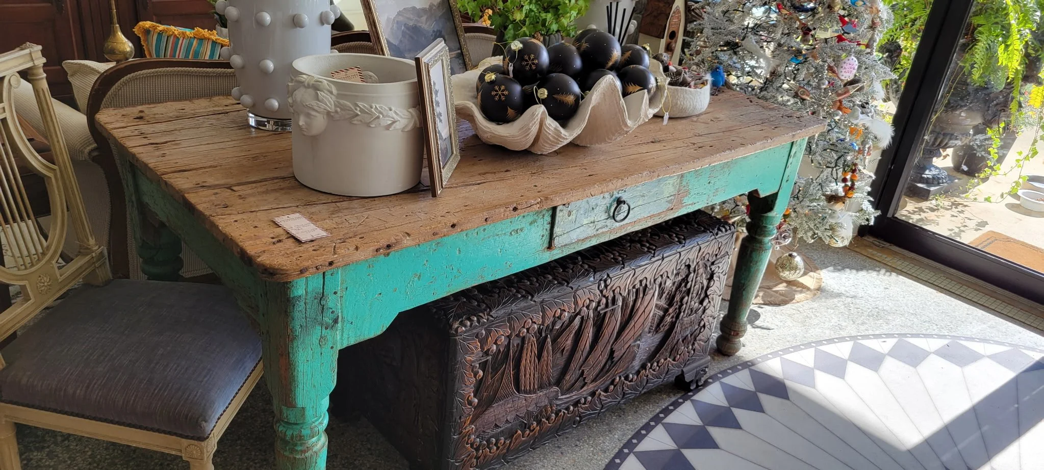French Rustic Painted Farm Table