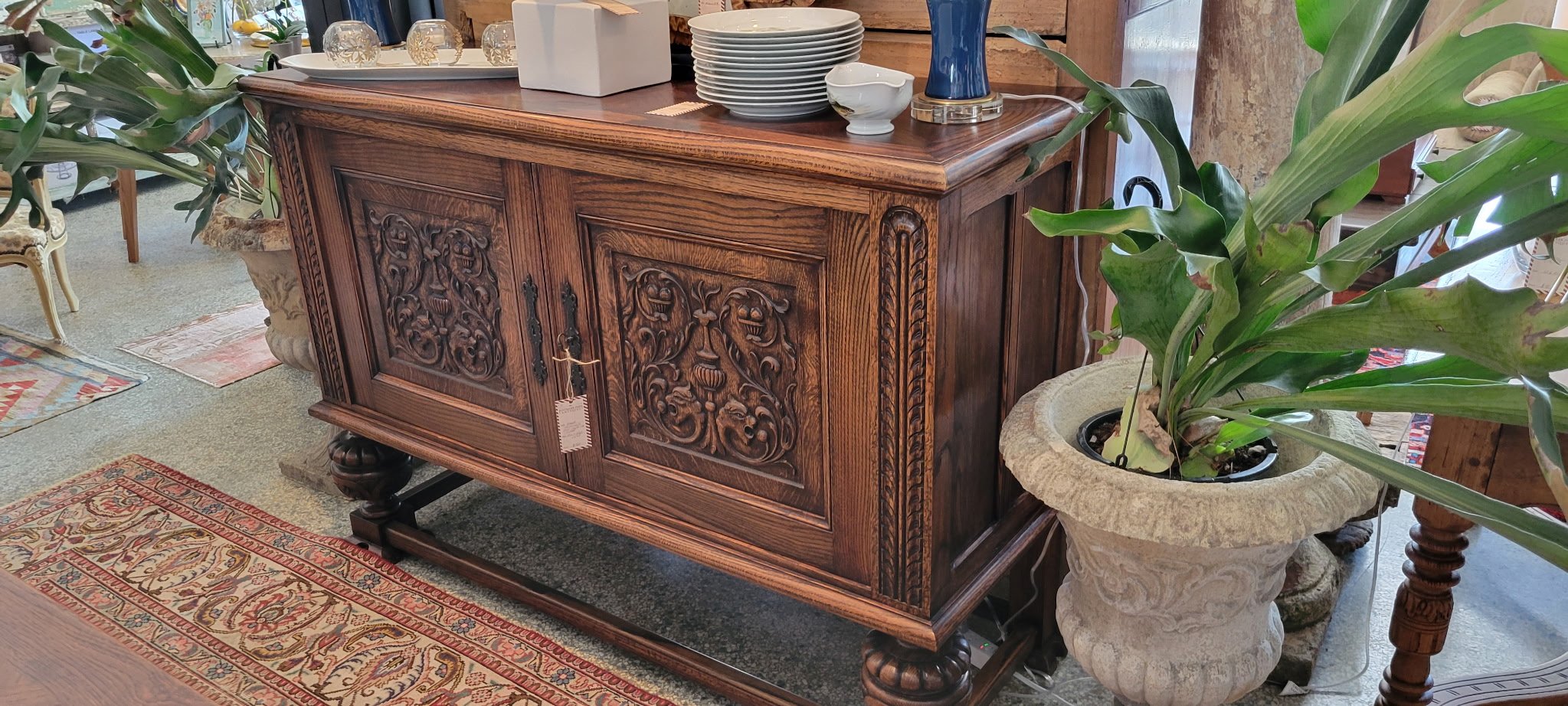 Spanish Renaissance Style Carved Oak Buffet