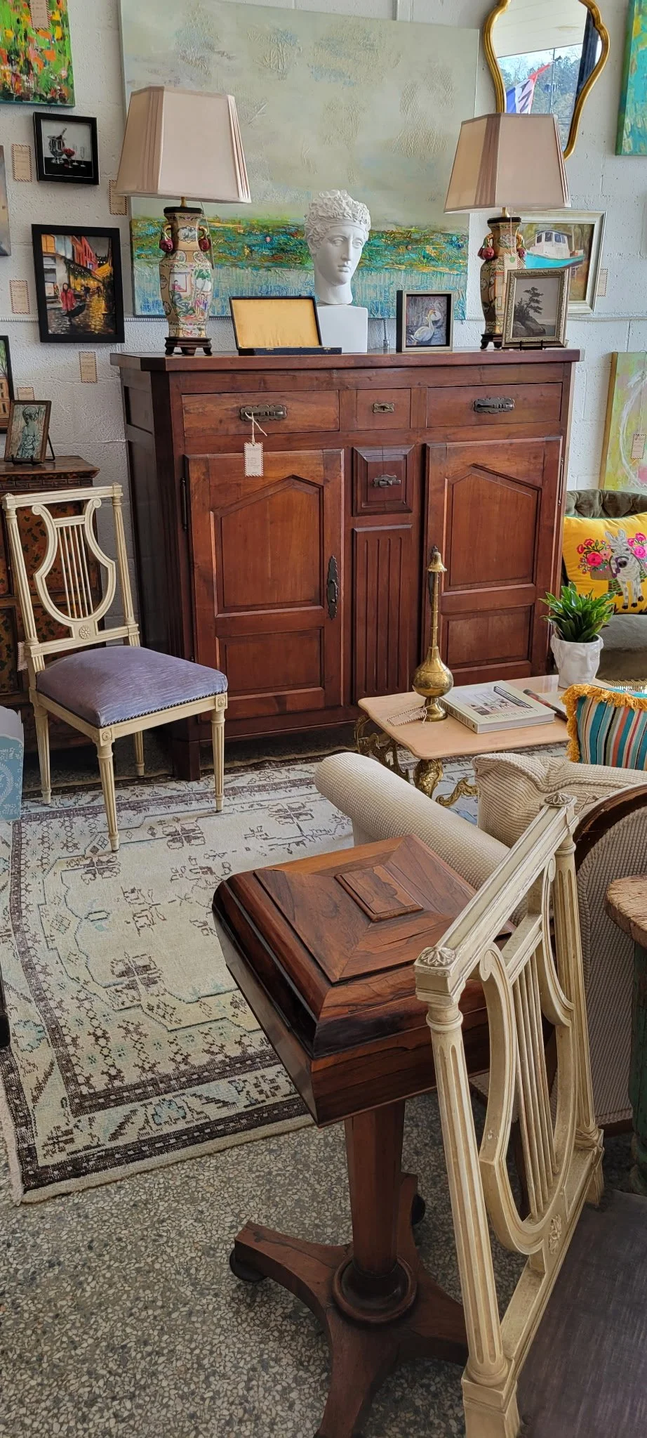 French Provencial Walnut Tall Buffet