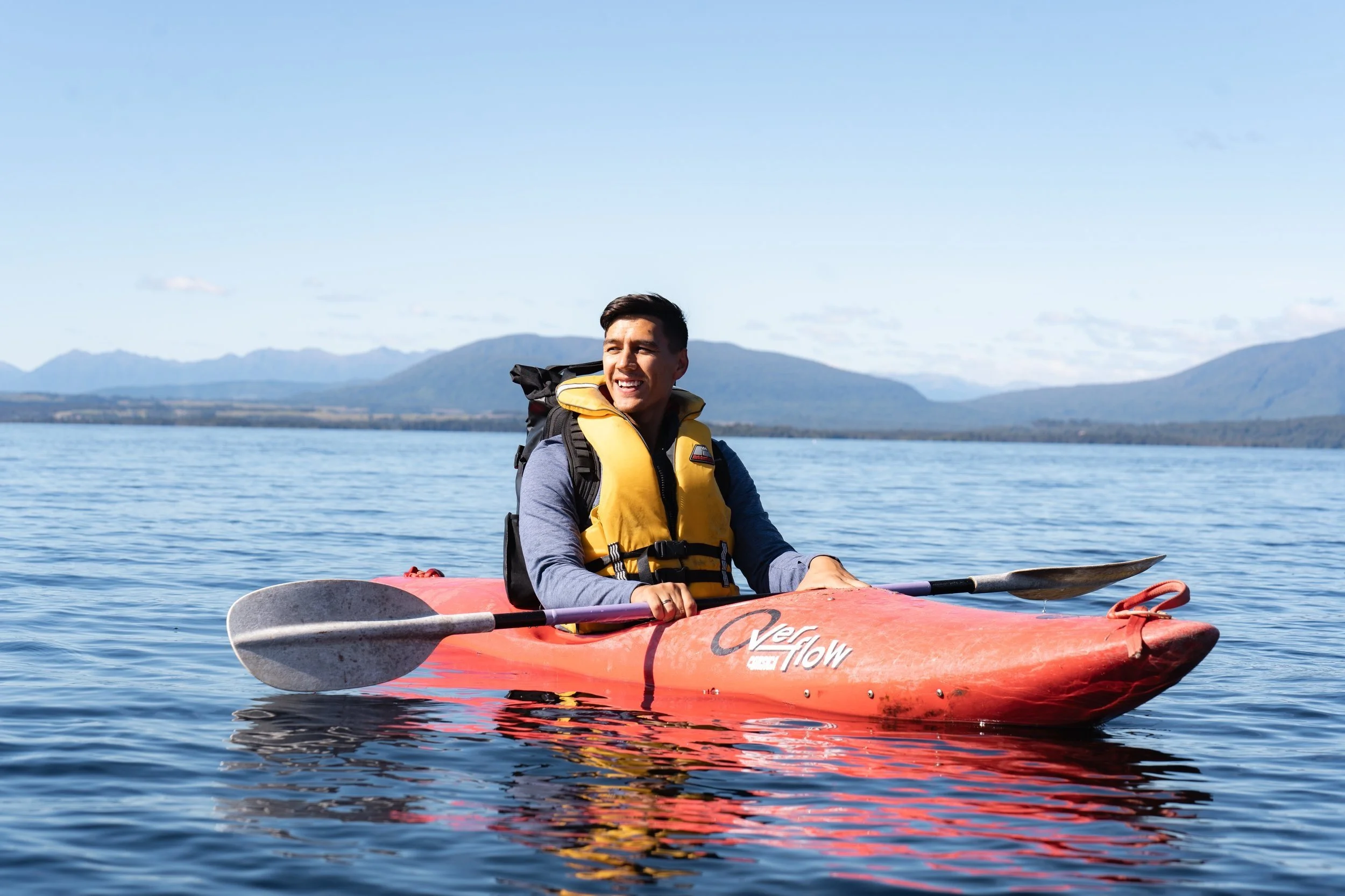 kayak in a tranquil setting on Lake Brunner